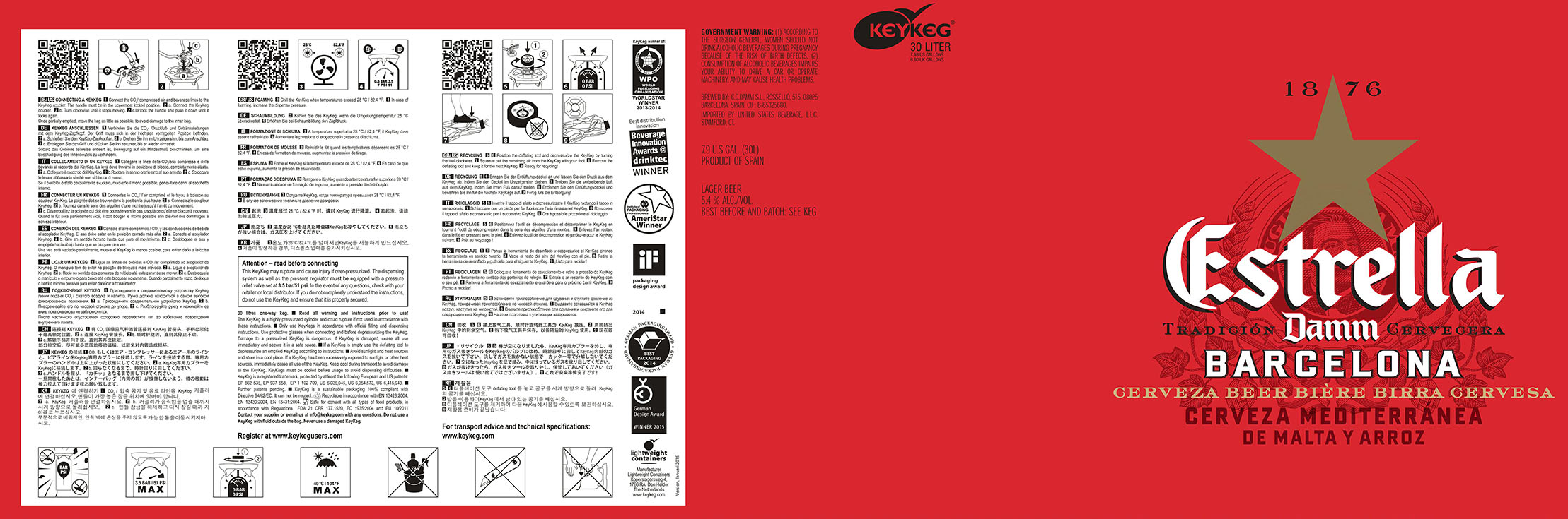 TABC label artwork for ESTRELLA DAMM LAGER