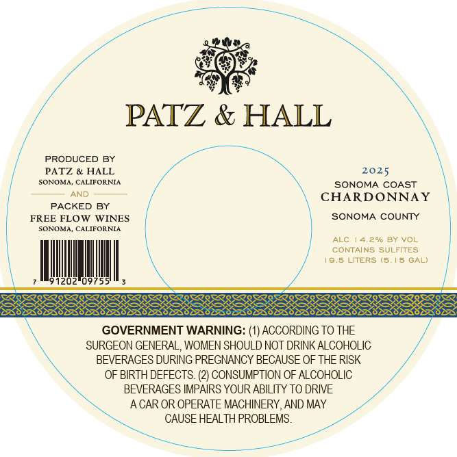 TABC label artwork for Patz & Hall Chardonnay Sonoma Coast
