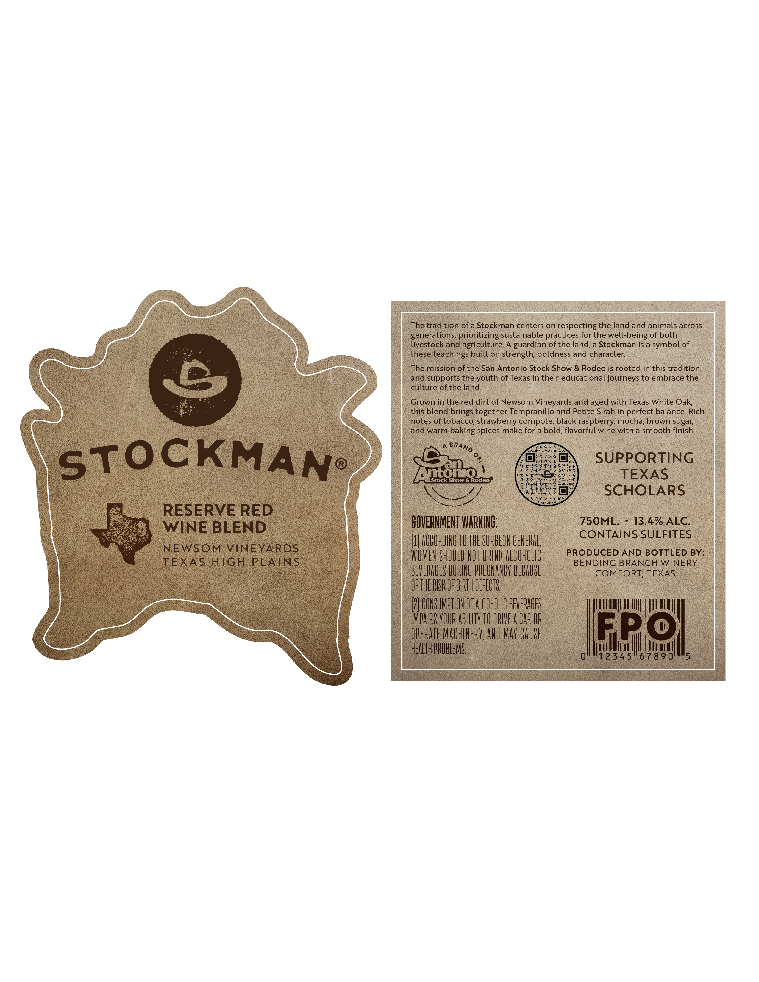 TABC label artwork for Stockman Reserve Red Wine Blend