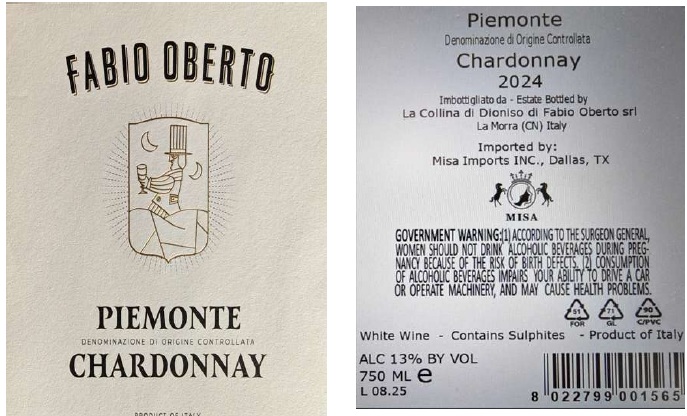TABC label artwork for FABIO OBERTO LA COLLINA DI DIONISO