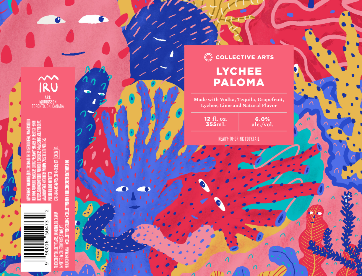 TABC label artwork for Collective Arts Lychee Paloma