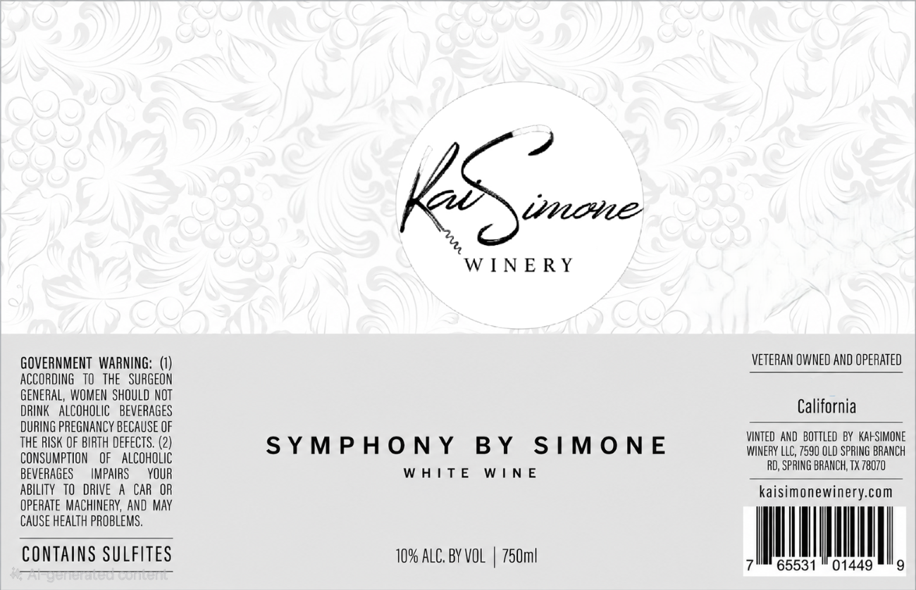 TABC label artwork for Kai-Simone Winery Symphony By Simone