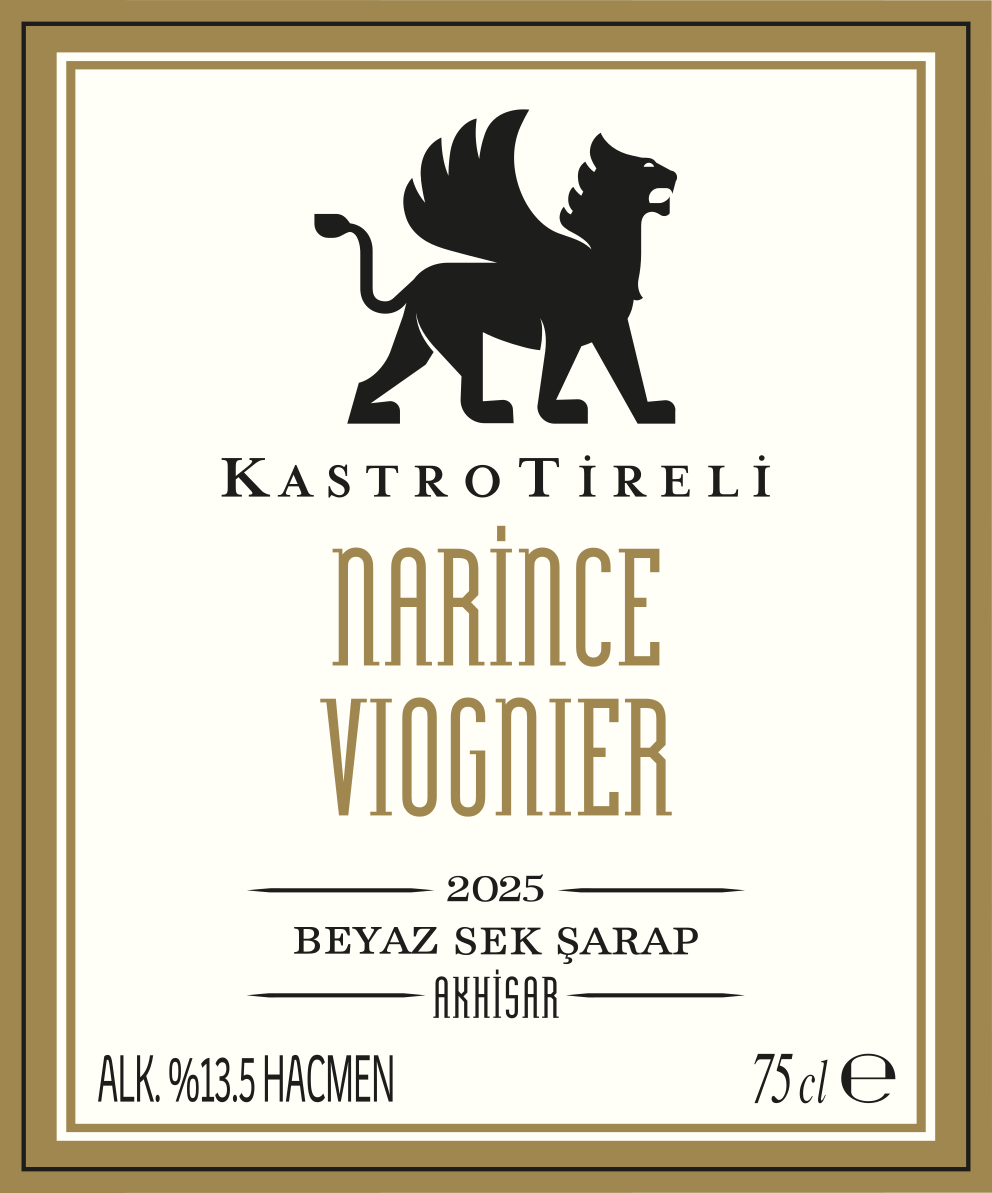 TABC label artwork for Kastro Tireli Narince Viognier 2025 Dry White Wine