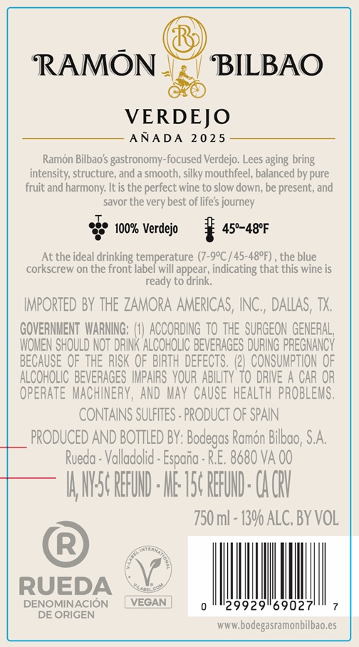 TABC label artwork for Ramon Bilbao Verdejo Anada 2025