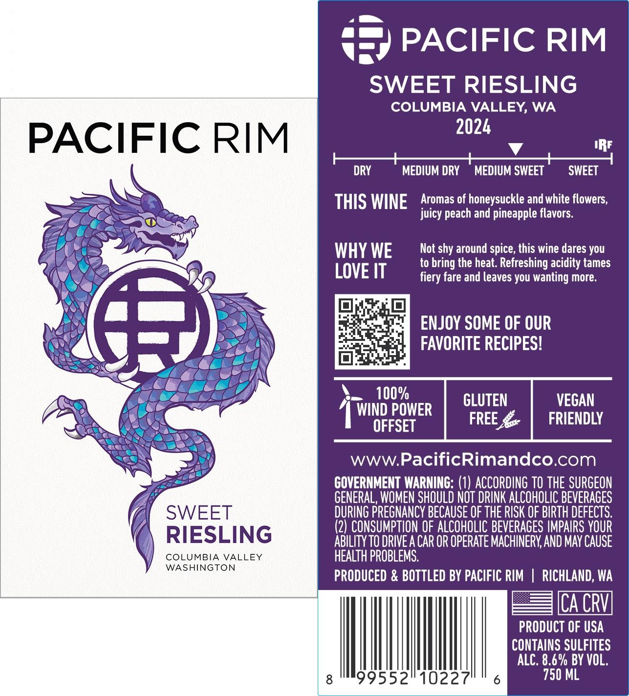 TABC label artwork for Pacific Rim Sweet Riesling