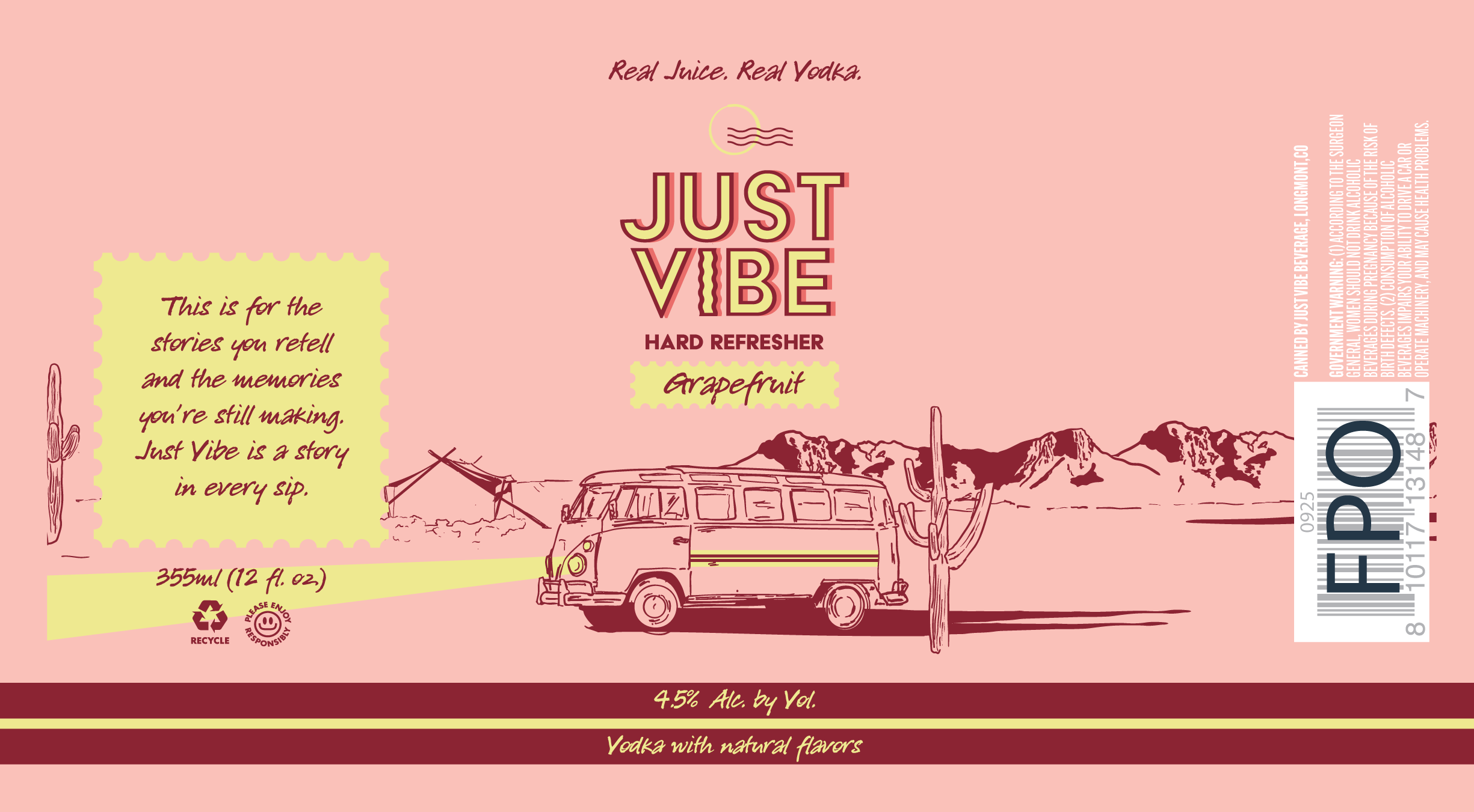 TABC label artwork for Just Vibe Grapefruit
