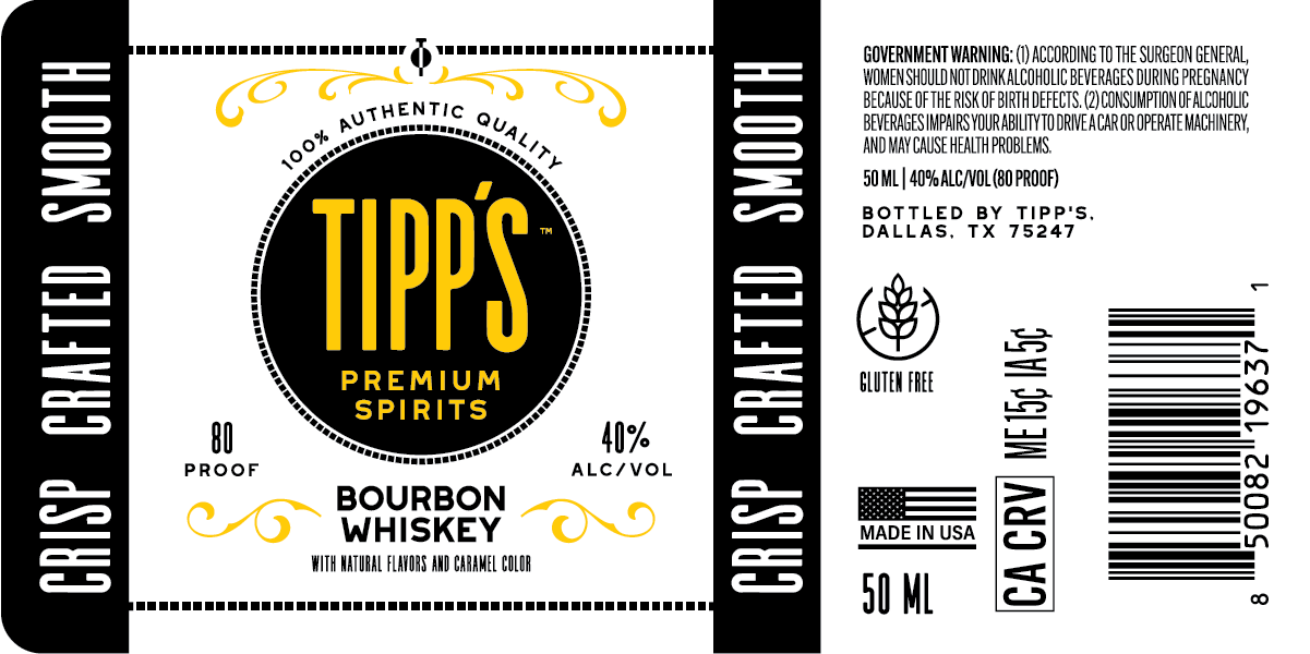 TABC label artwork for Tipp's Bourbon Whiskey 50 ML