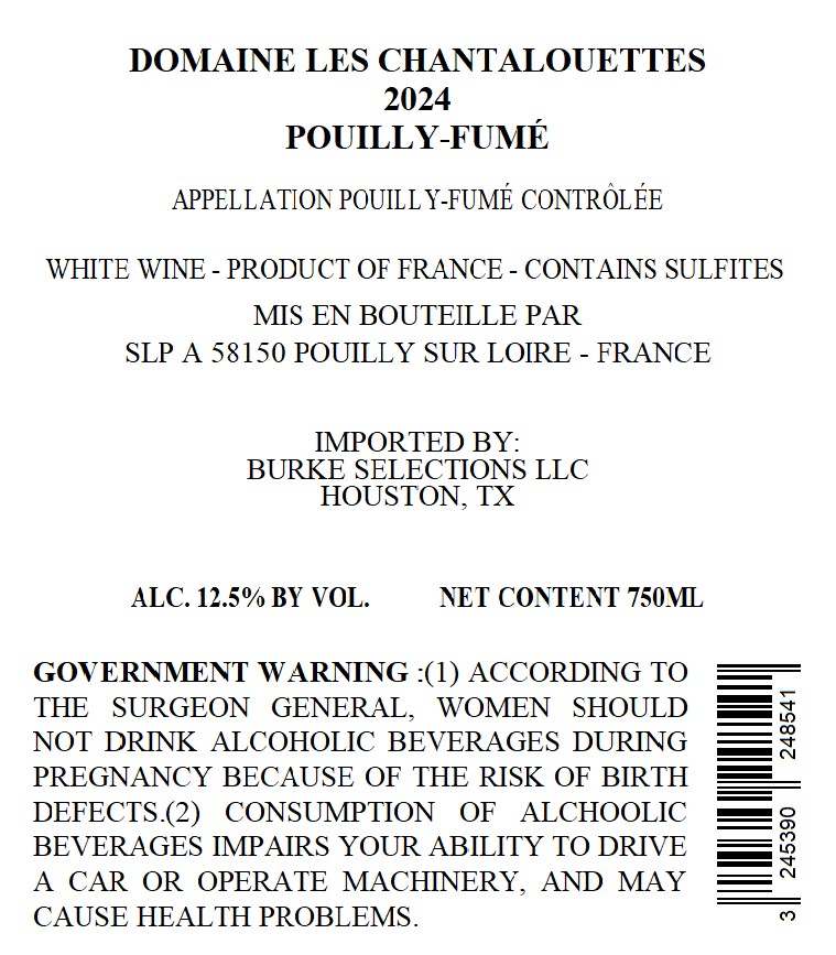 TABC label artwork for DOMAINE LES CHANTALOUETTES POUILLY-FUME