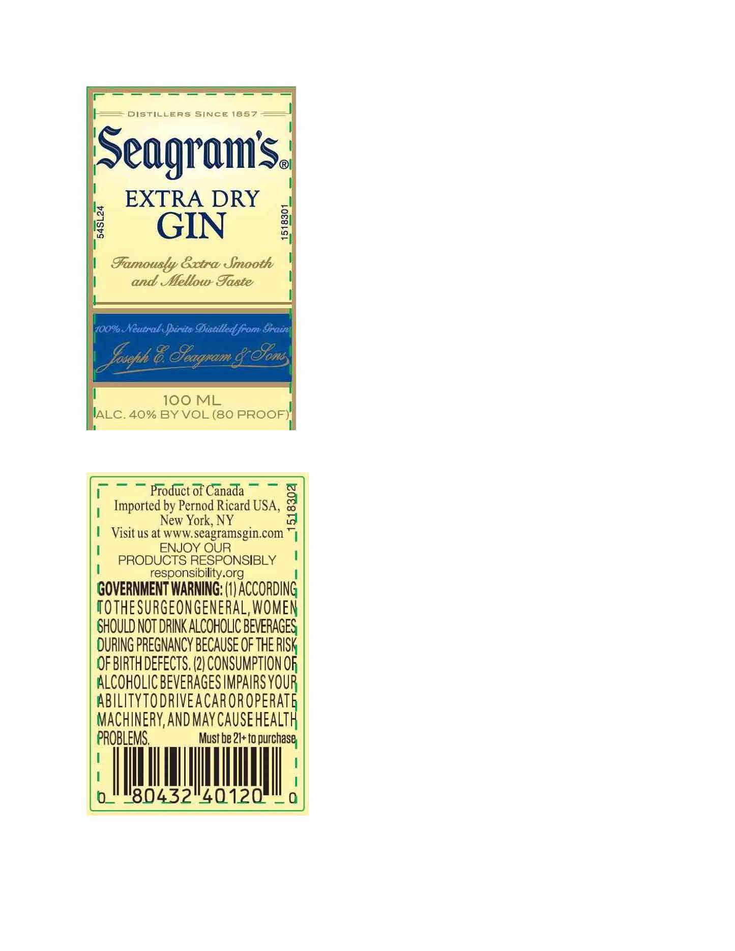 TABC label artwork for Seagram's Extra Dry Gin