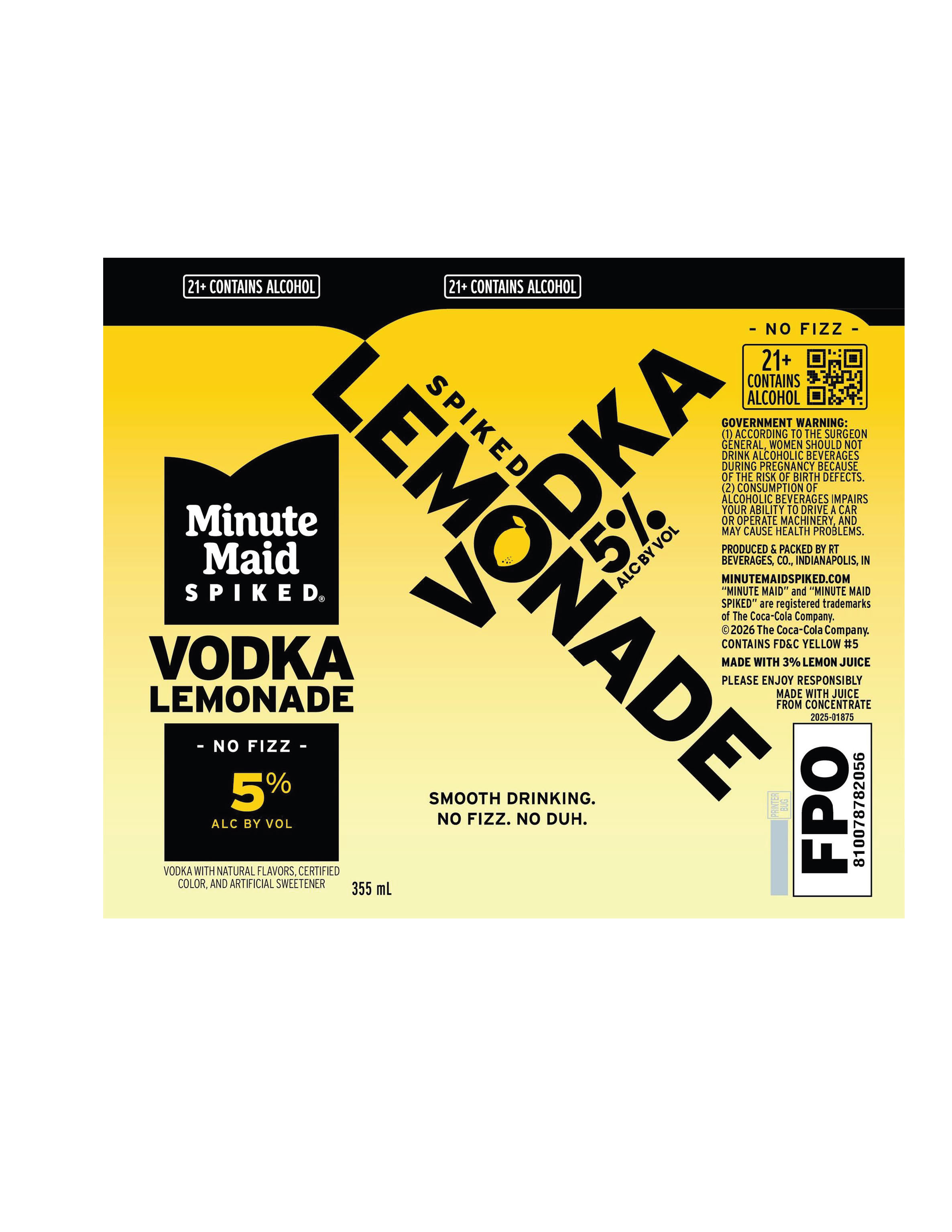 TABC label artwork for Minute Maid Spiked Lemonade