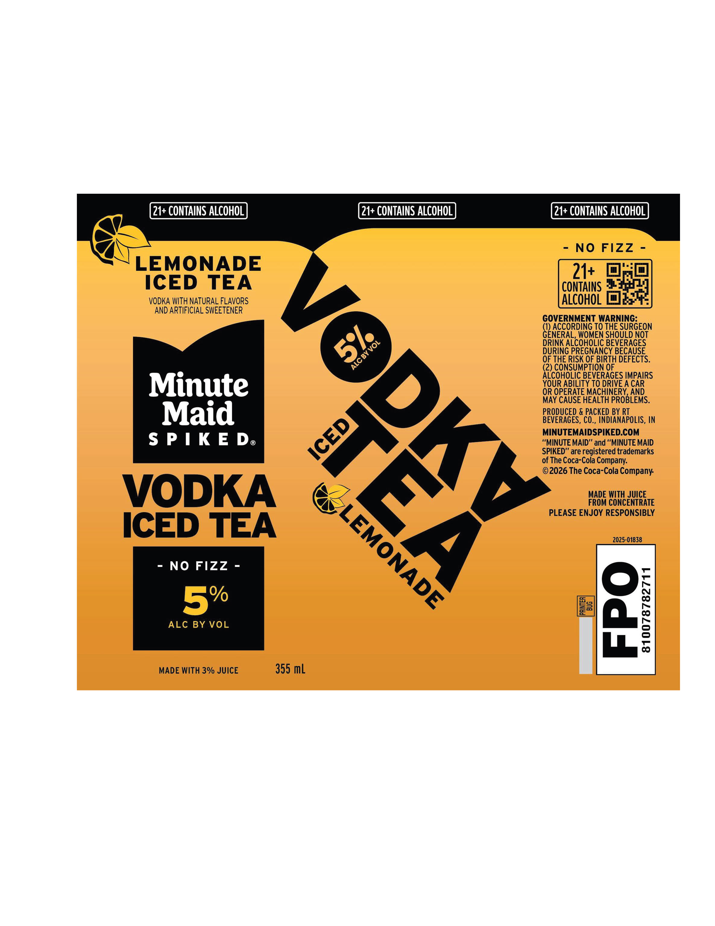 TABC label artwork for Minute Maid Spiked Lemonade Iced Tea