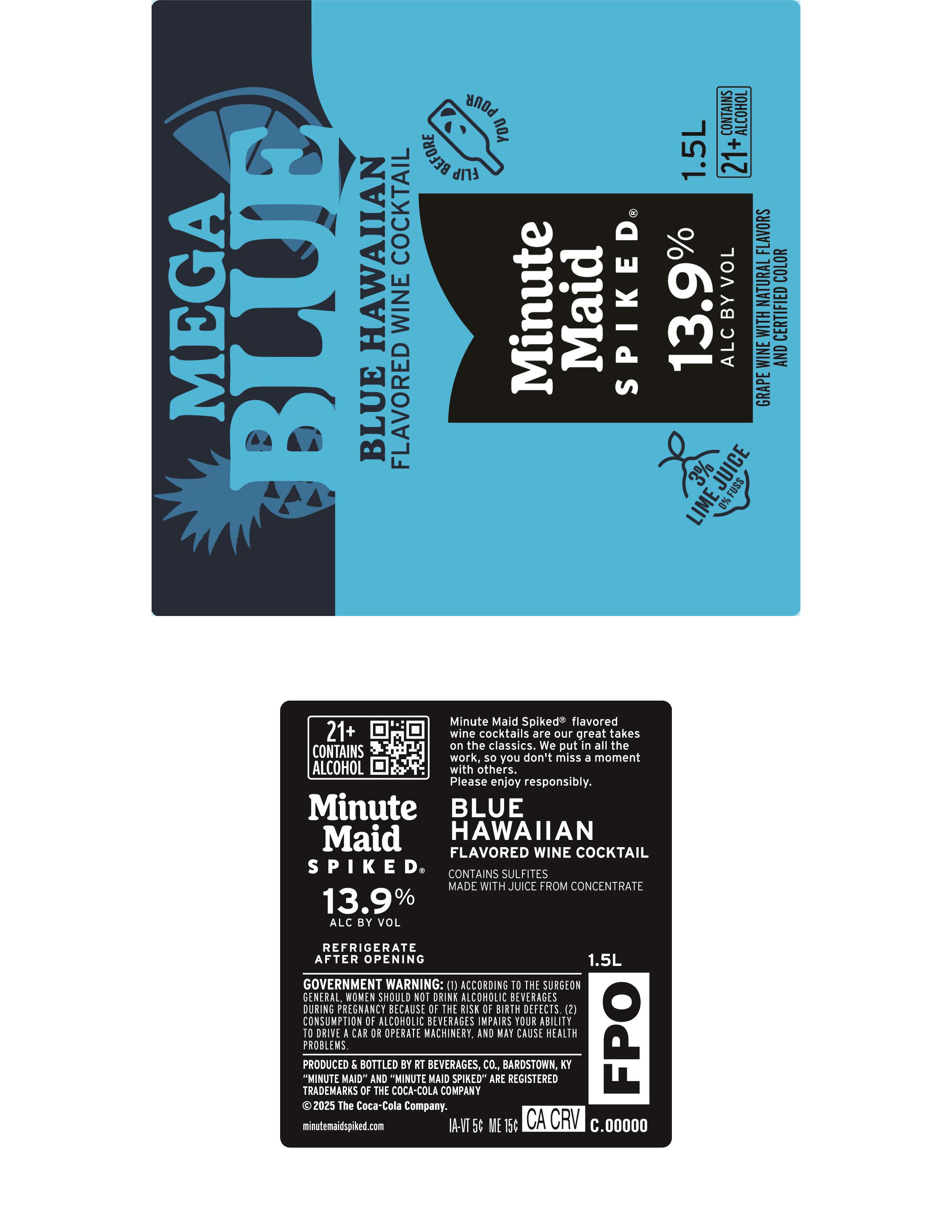 TABC label artwork for Minute Maid Spiked Blue Hawaiian MEGA BLUE