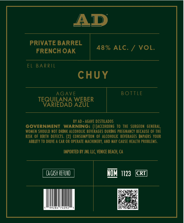 TABC label artwork for AD - Reposado Tequila