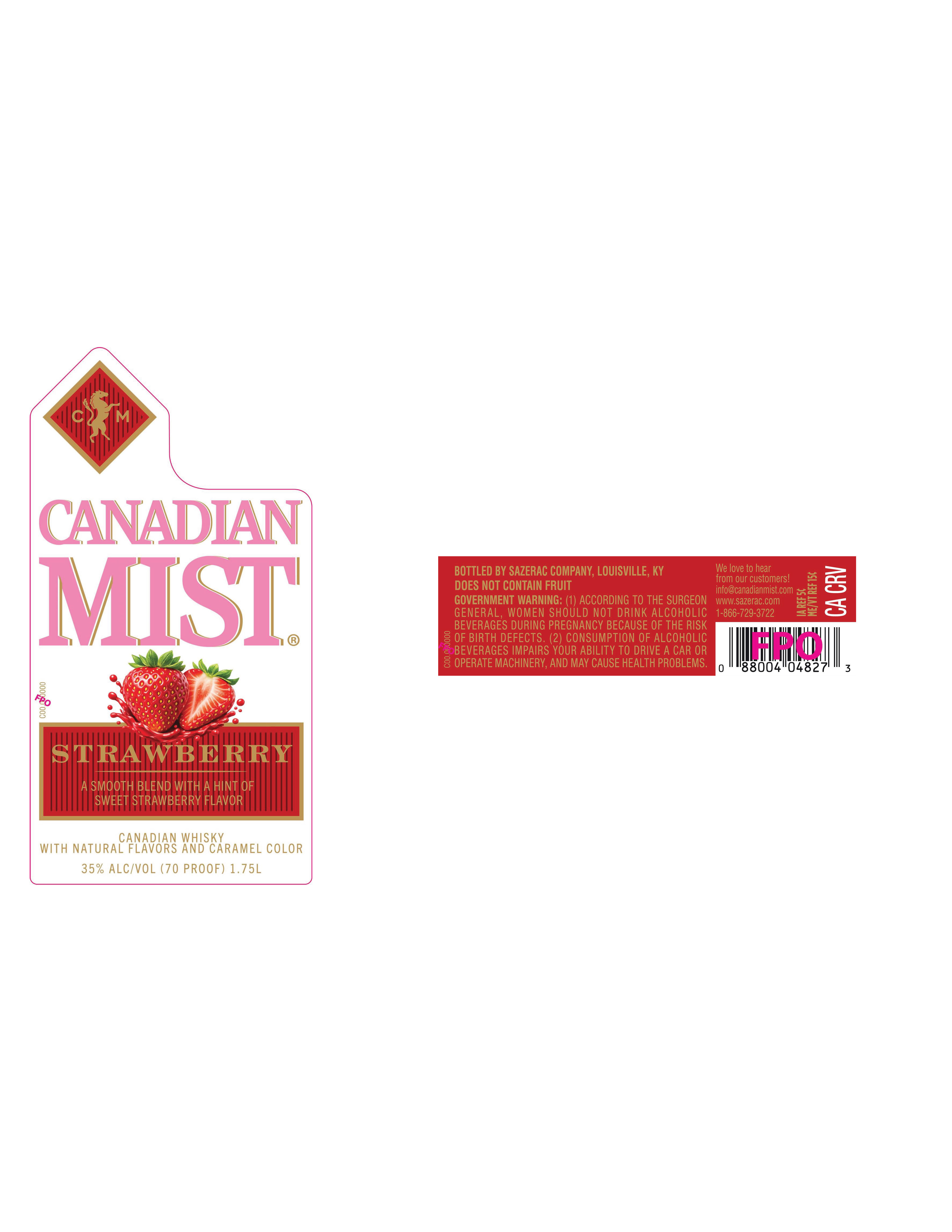 TABC label artwork for Canadian Mist Strawberry