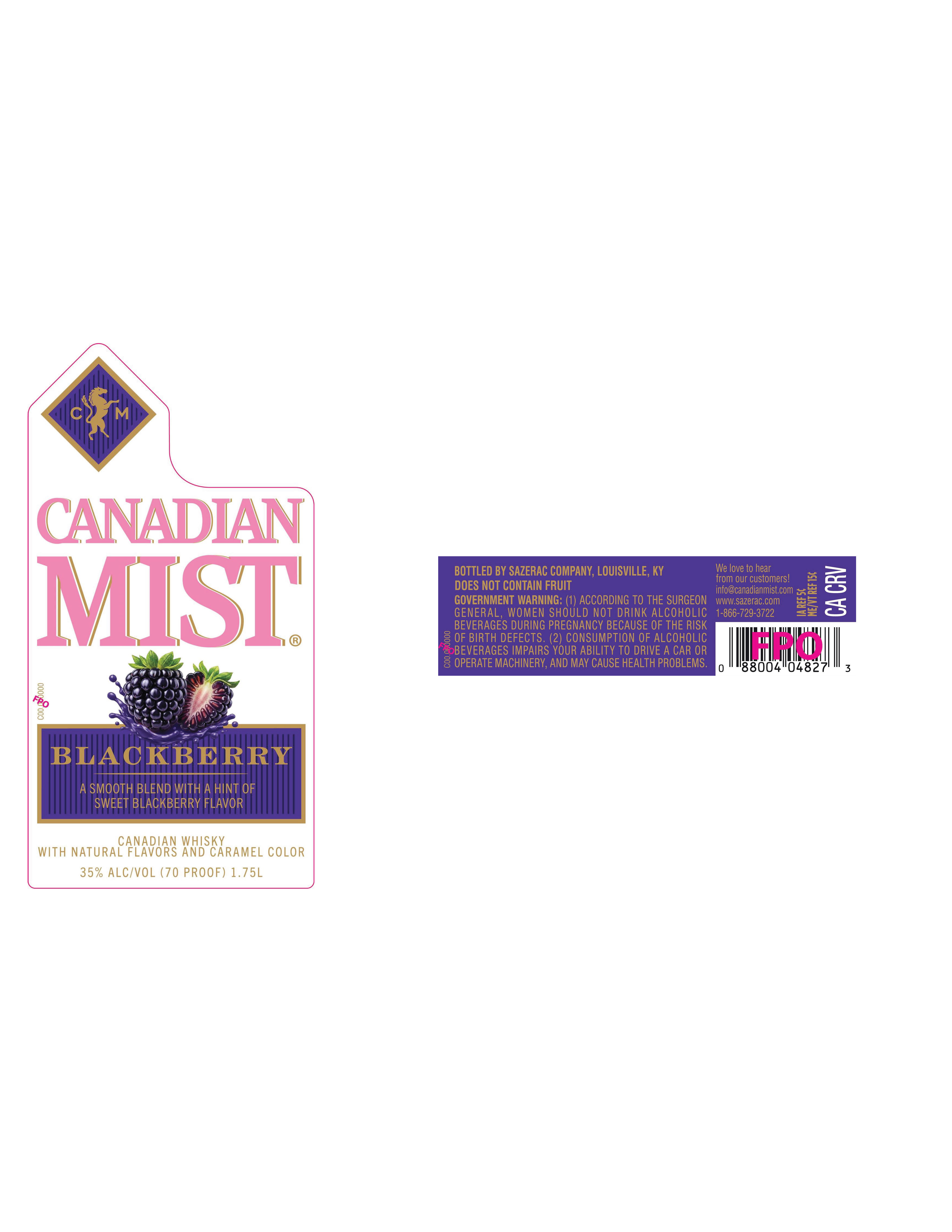 TABC label artwork for Canadian Mist Blackberry