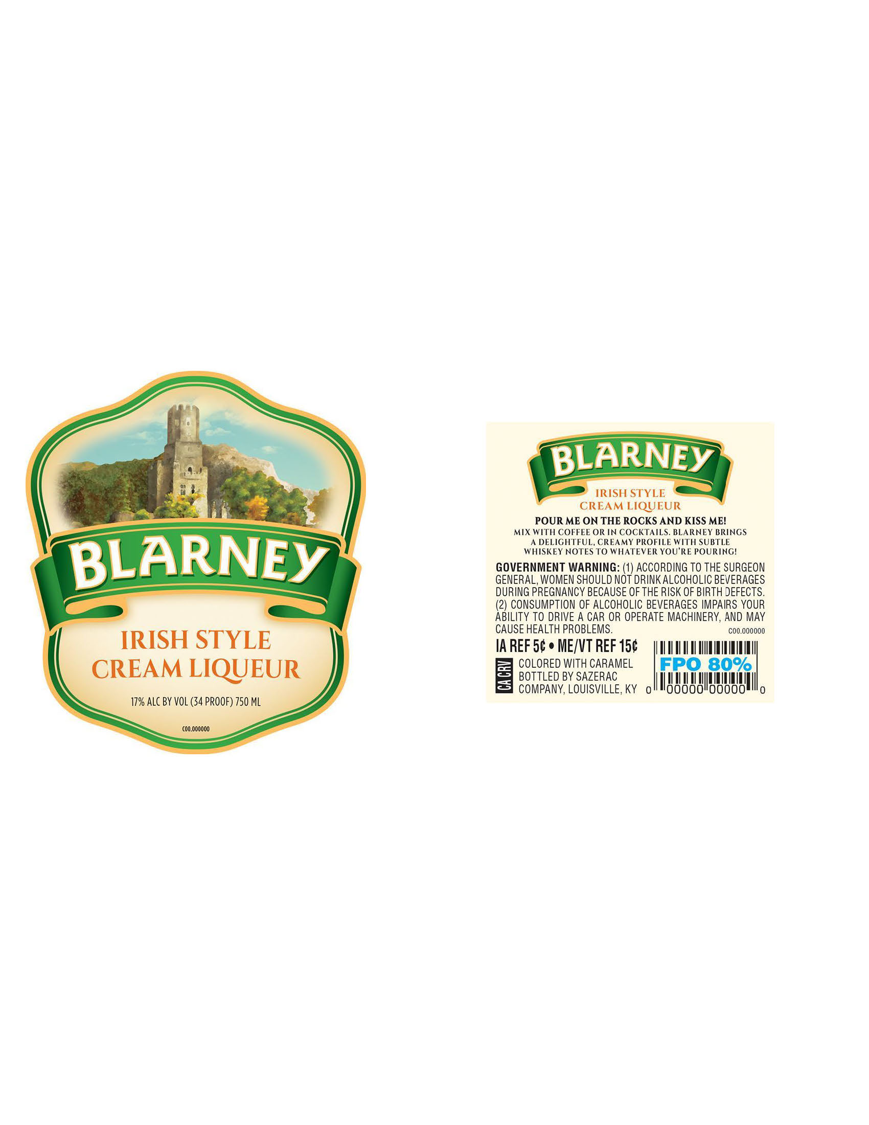 TABC label artwork for Blarney Irish Style Cream Liqueur