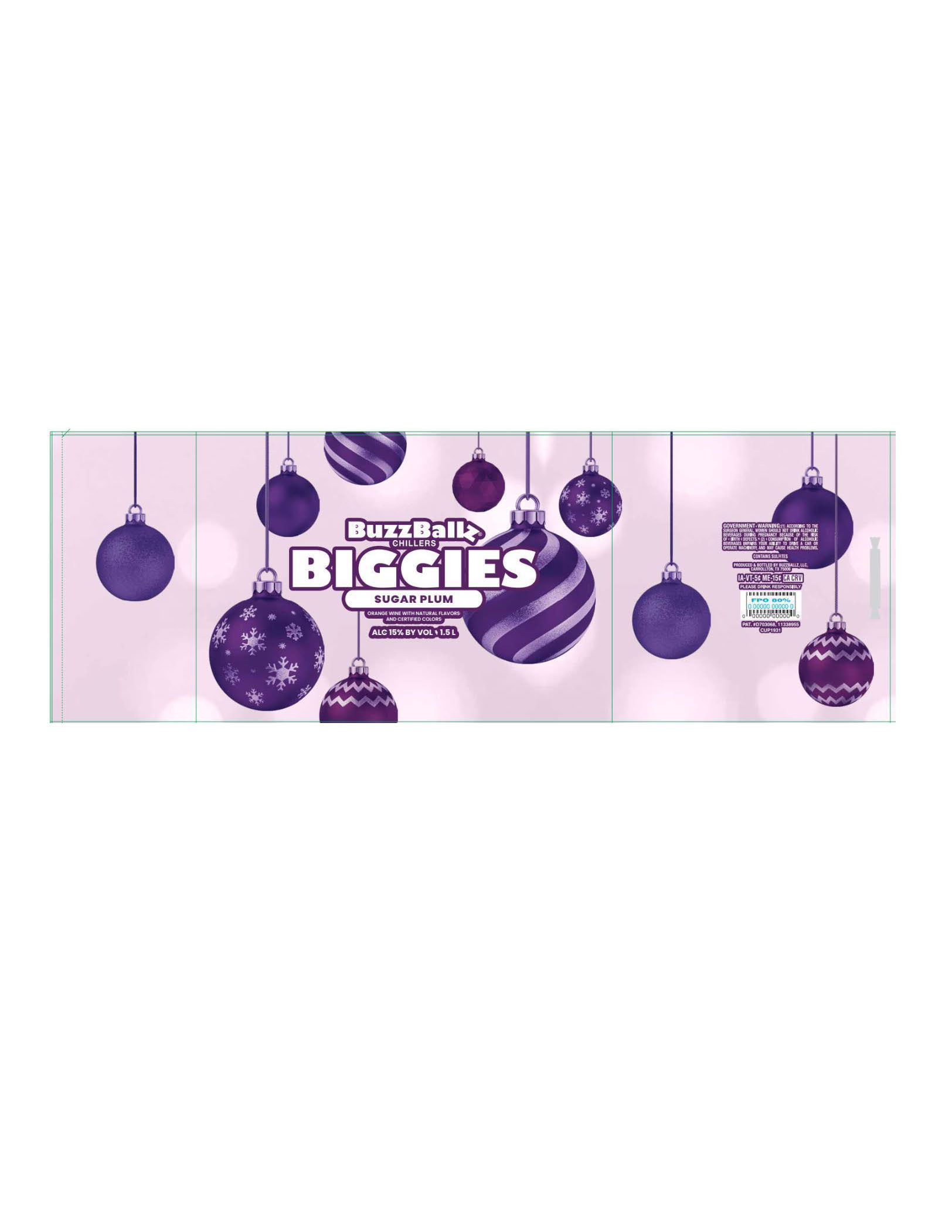 TABC label artwork for BuzzBallz Chillers Biggies Sugar Plum