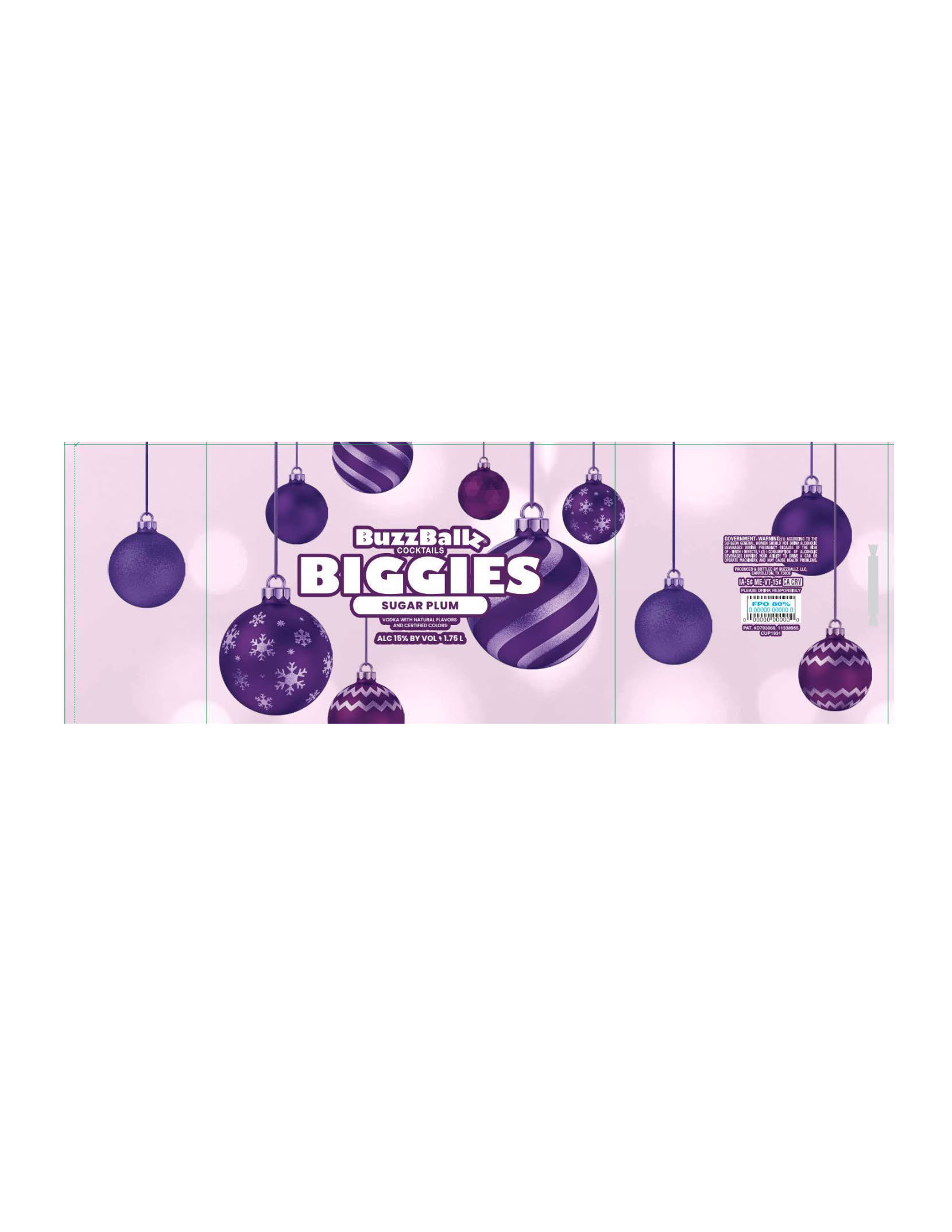 TABC label artwork for BuzzBallz Cocktails Biggies Sugar Plum