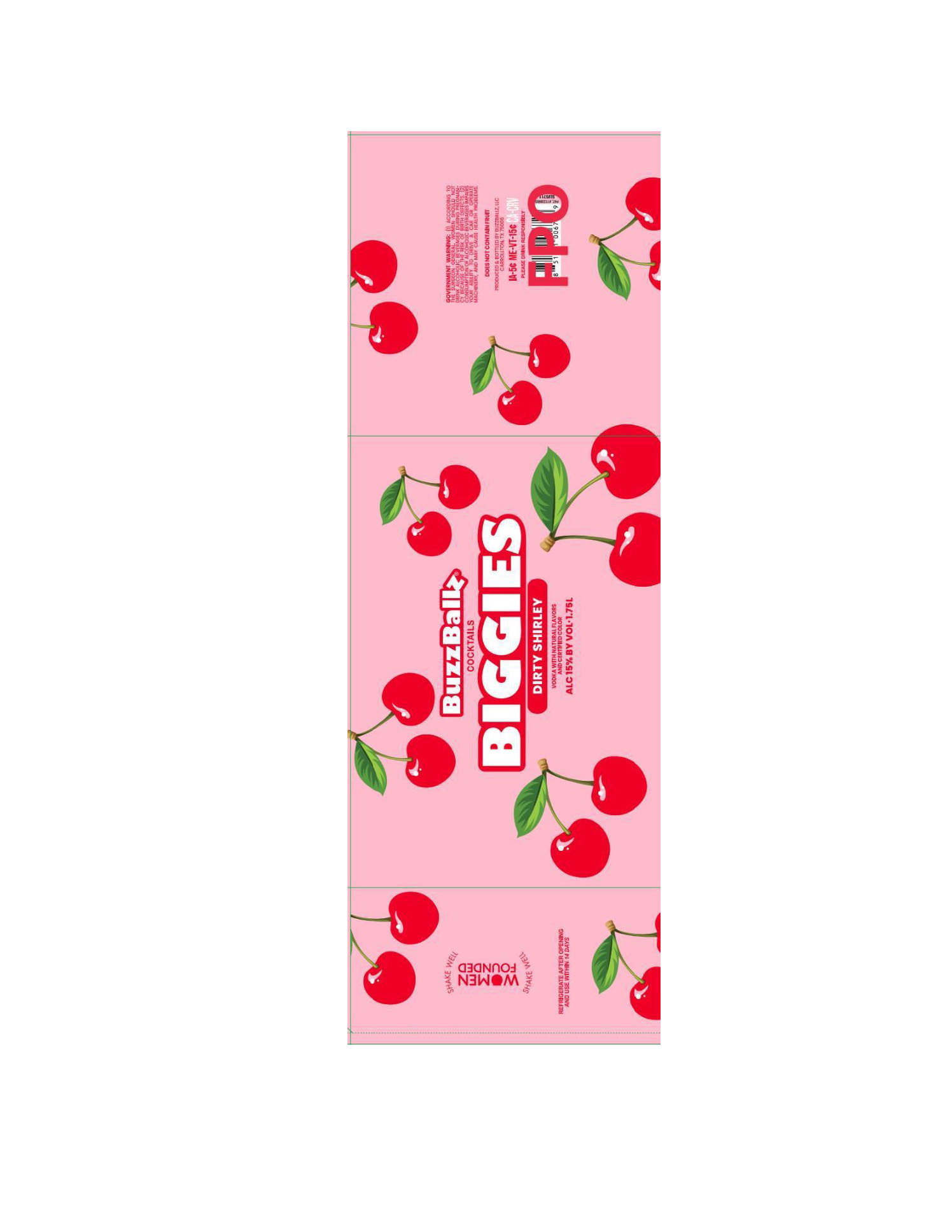 TABC label artwork for BuzzBallz Cocktails Biggies Dirty Shirley