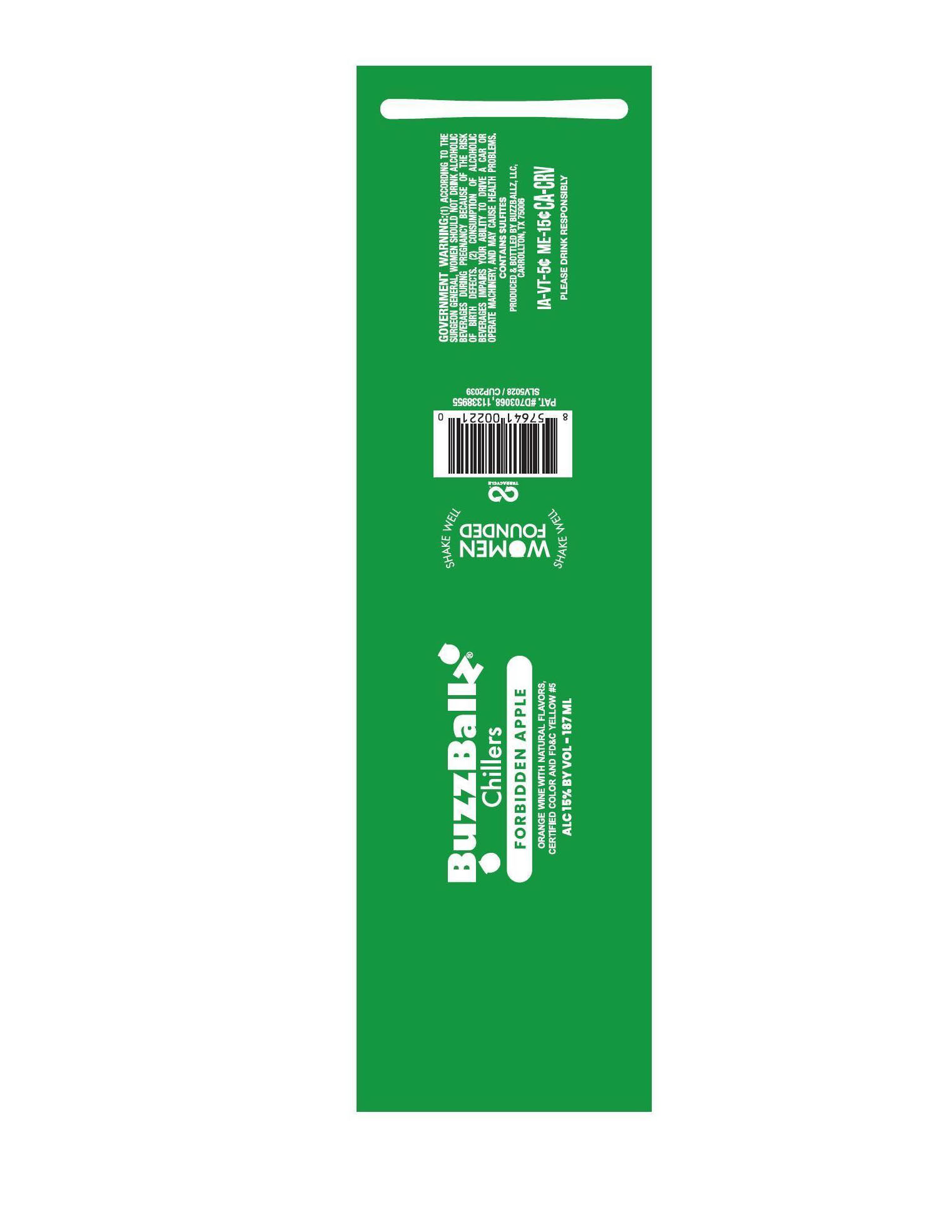 TABC label artwork for BuzzBallz Chillers Forbidden Apple