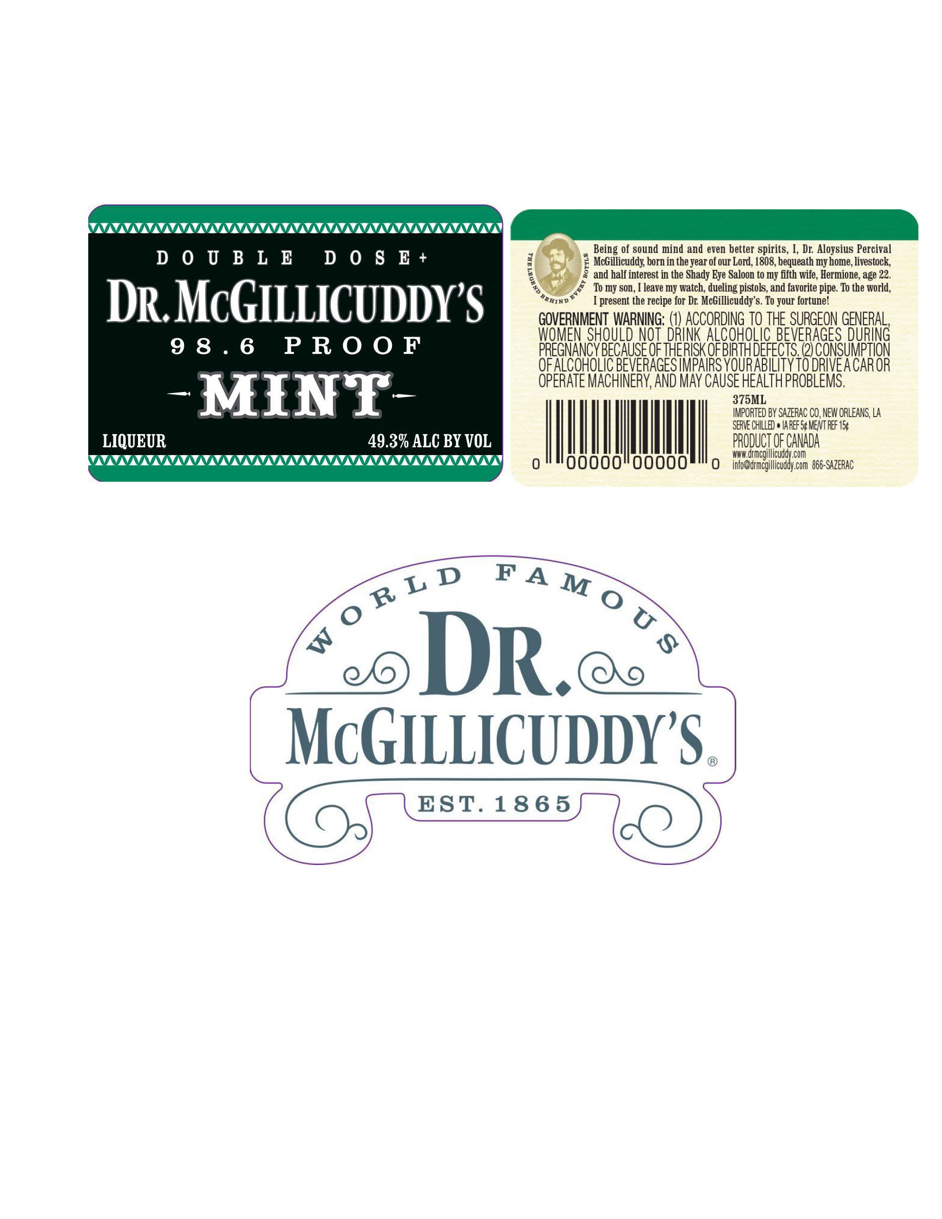 TABC label artwork for Dr. McGillicuddy's Mint