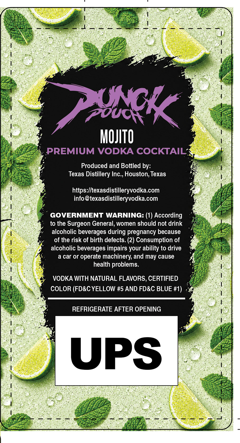 TABC label artwork for Punch Pouch - Mojito