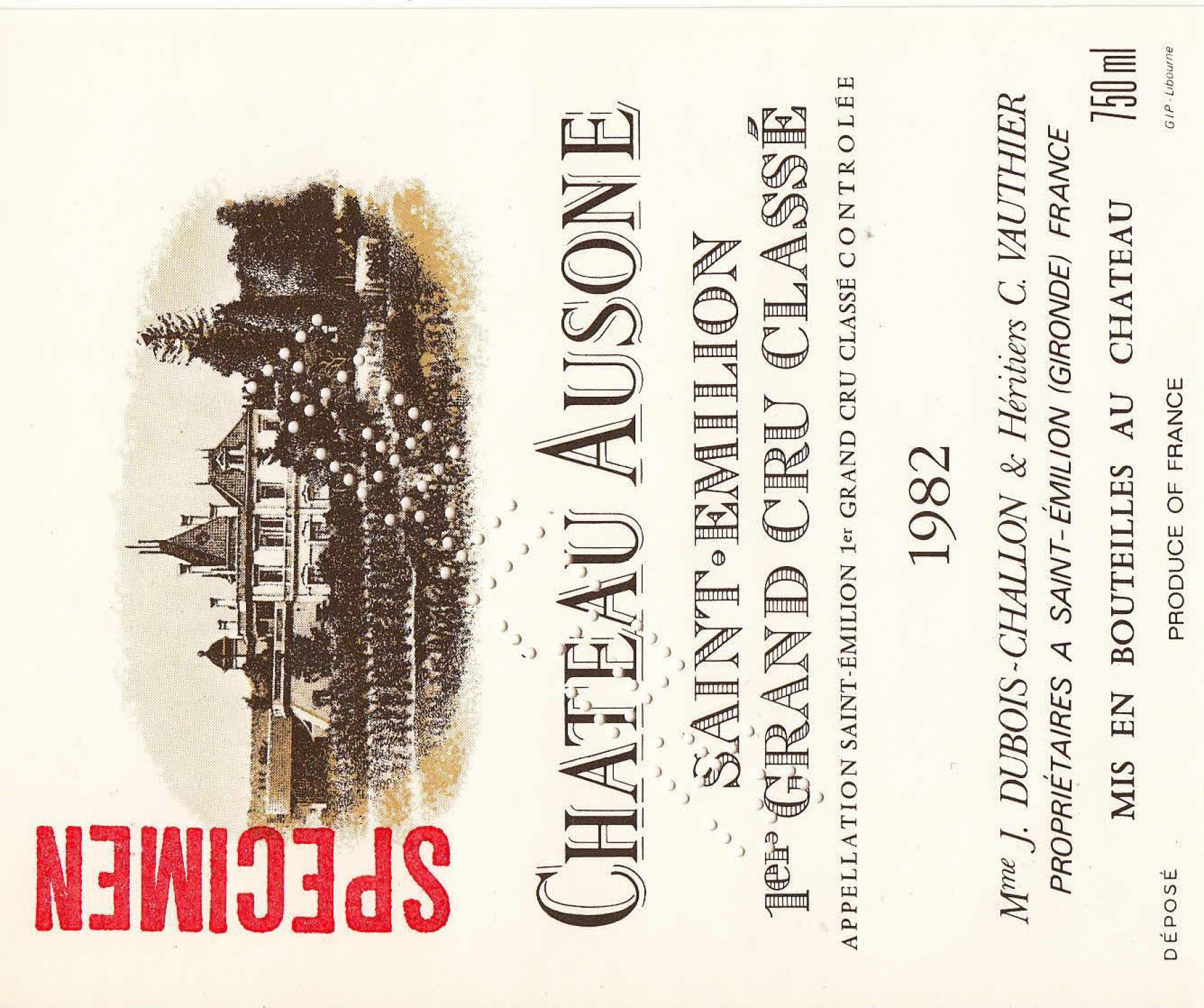 TABC label artwork for Chateau Ausone St Emilion