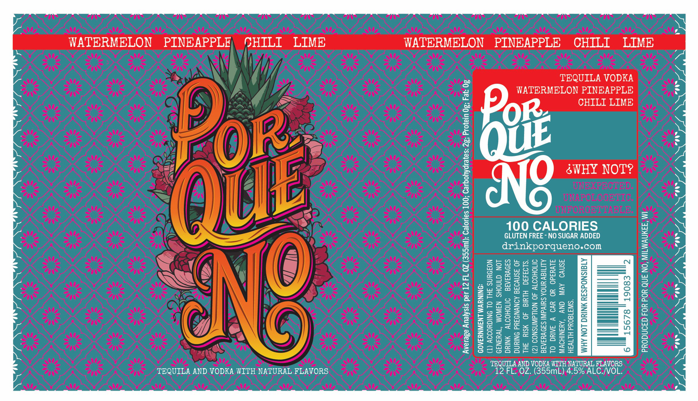 TABC label artwork for Por Que No Watermelon Pineapple Lime