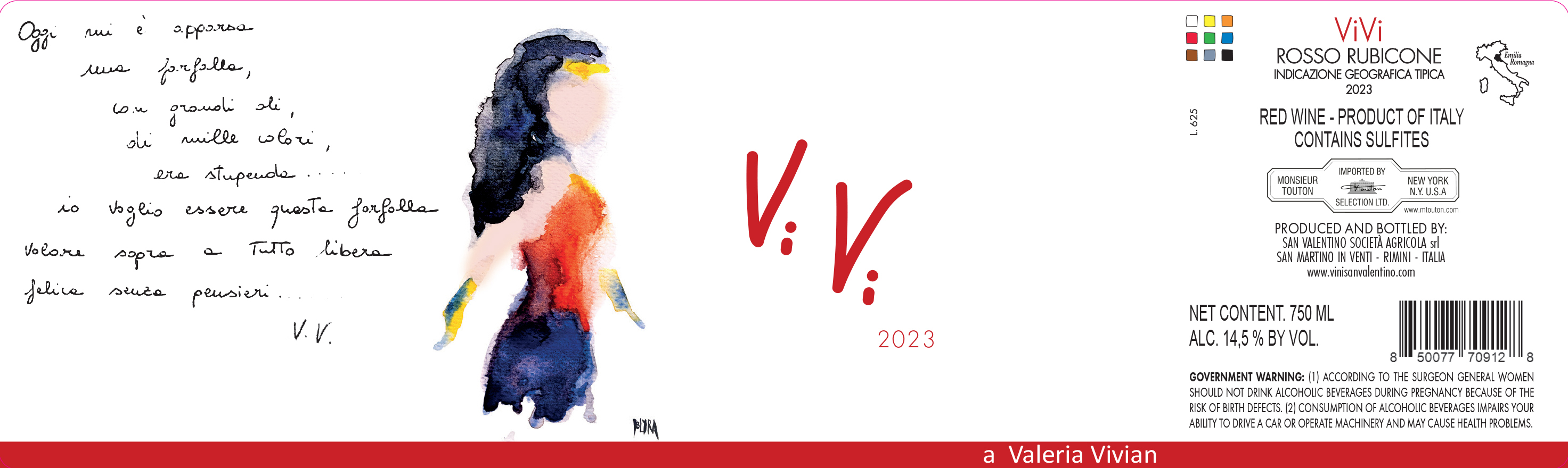 TABC label artwork for VIVI RED