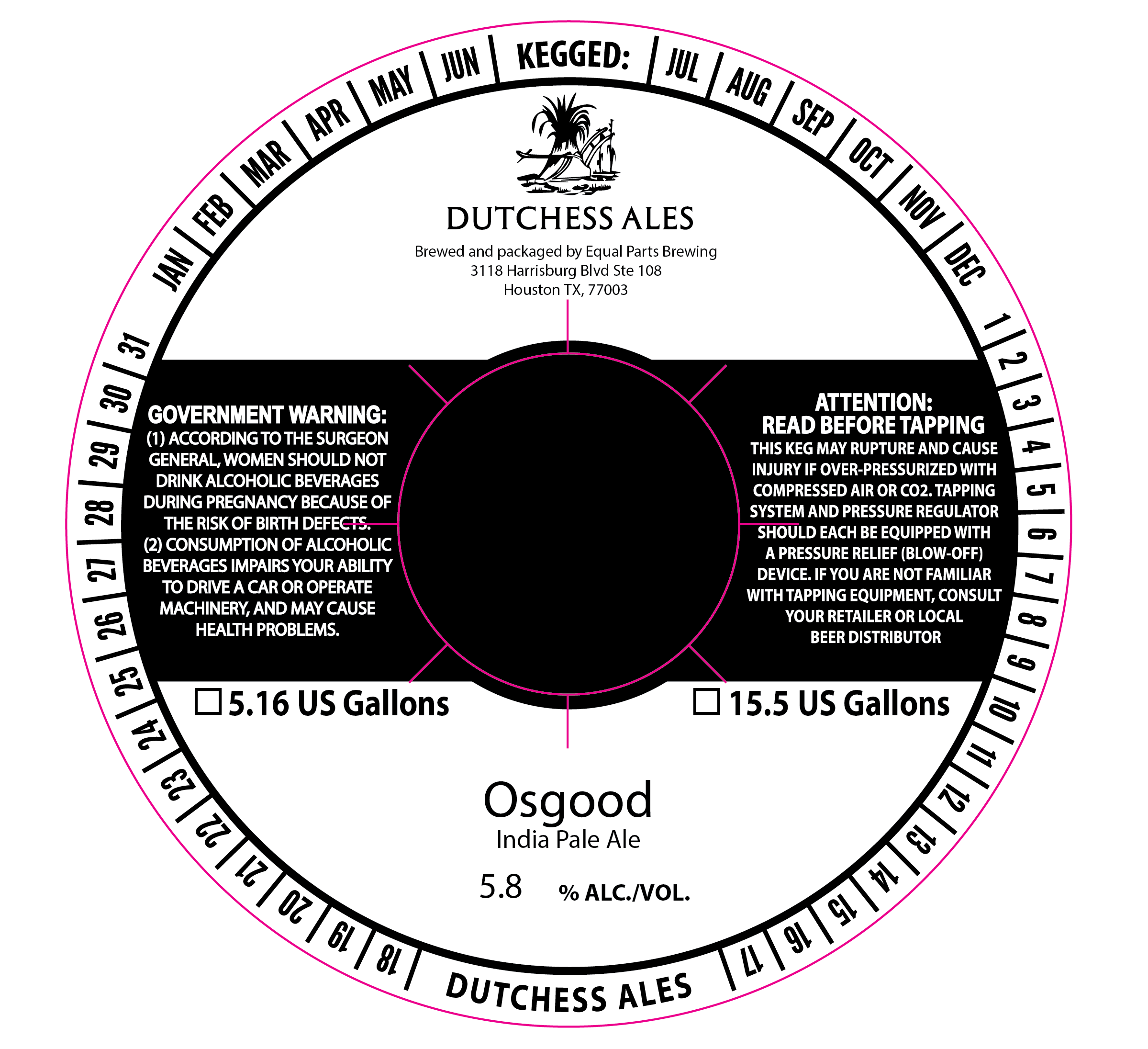 TABC label artwork for DUTCHESS ALES OSGOOD