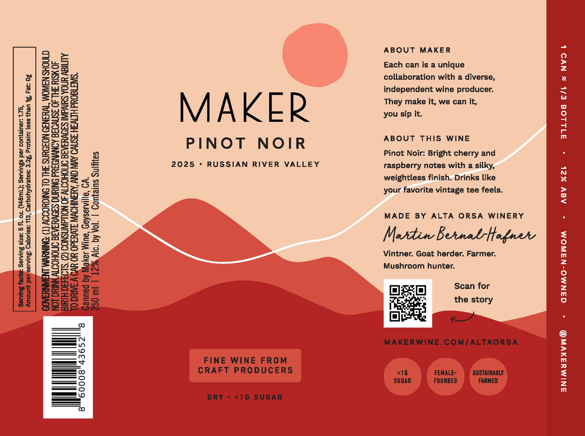 TABC label artwork for Maker Pinot Noir 2025 Russian River Valley