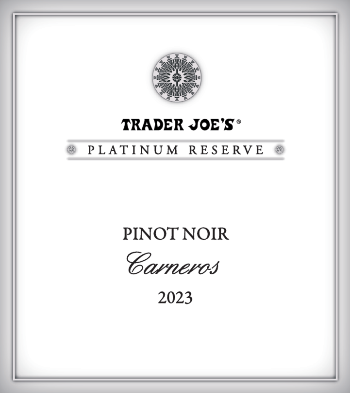 TABC label artwork for Trader Joe's Platinum Reserve Pinot Noir Carneros Lot #79