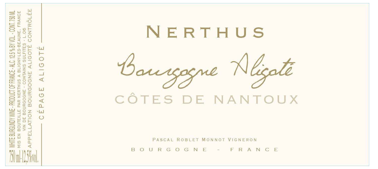 TABC label artwork for Roblet Monnot Nerthus Bourgogne Aligote