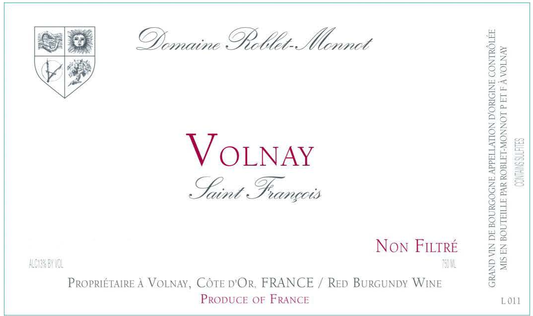 TABC label artwork for Roblet Monnot Volnay Saint Francois