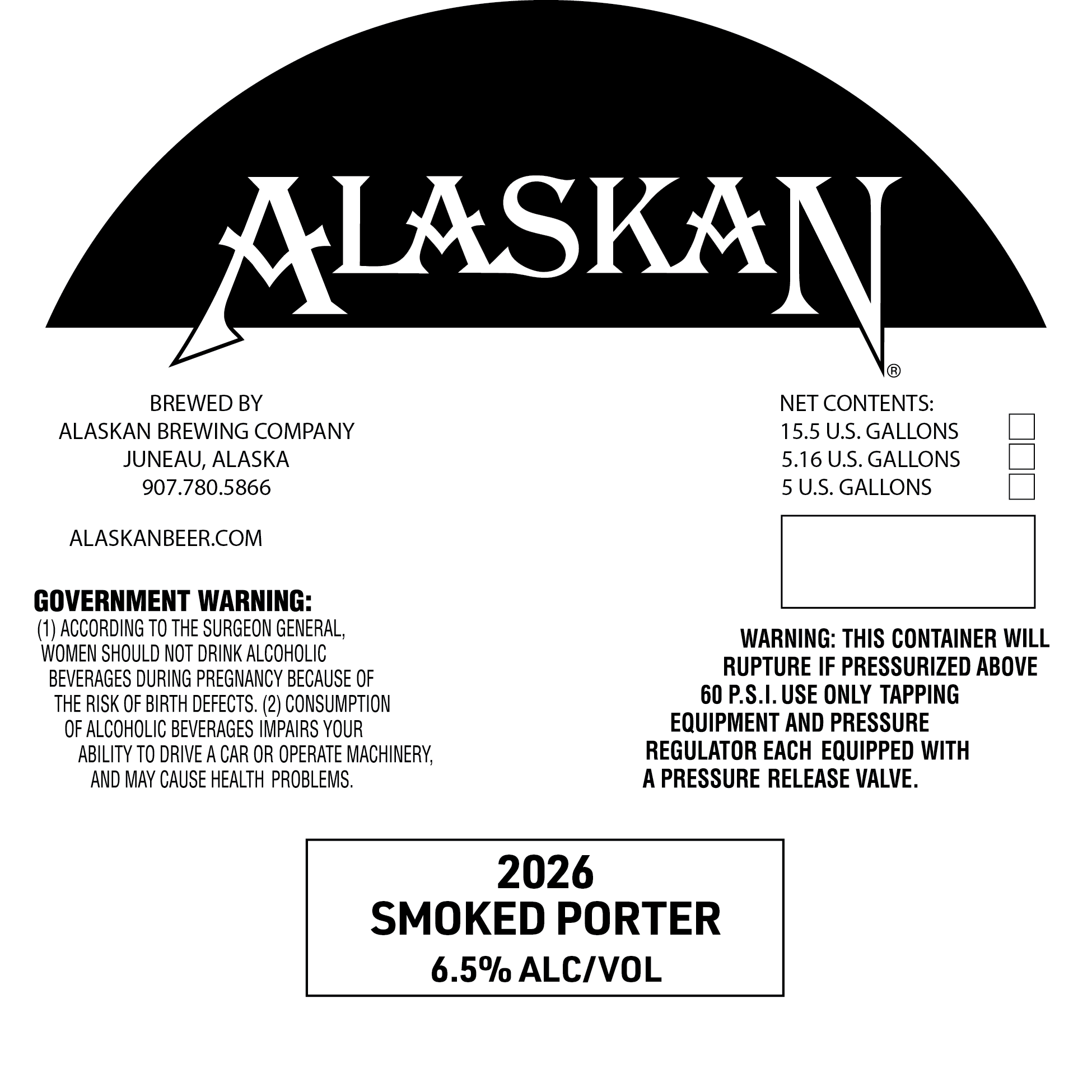 TABC label artwork for Alaskan Smoked Porter 2026