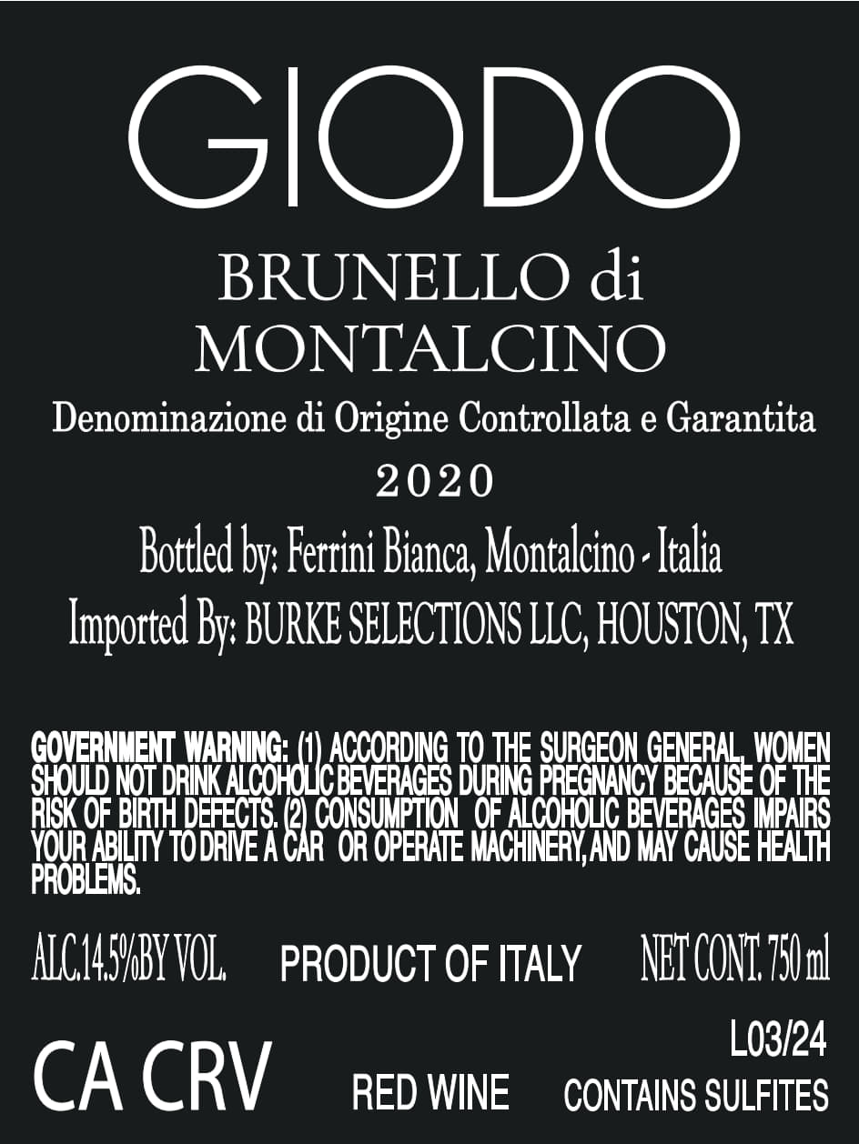 TABC label artwork for GIODO BRUNELLO DI MONTALCINO