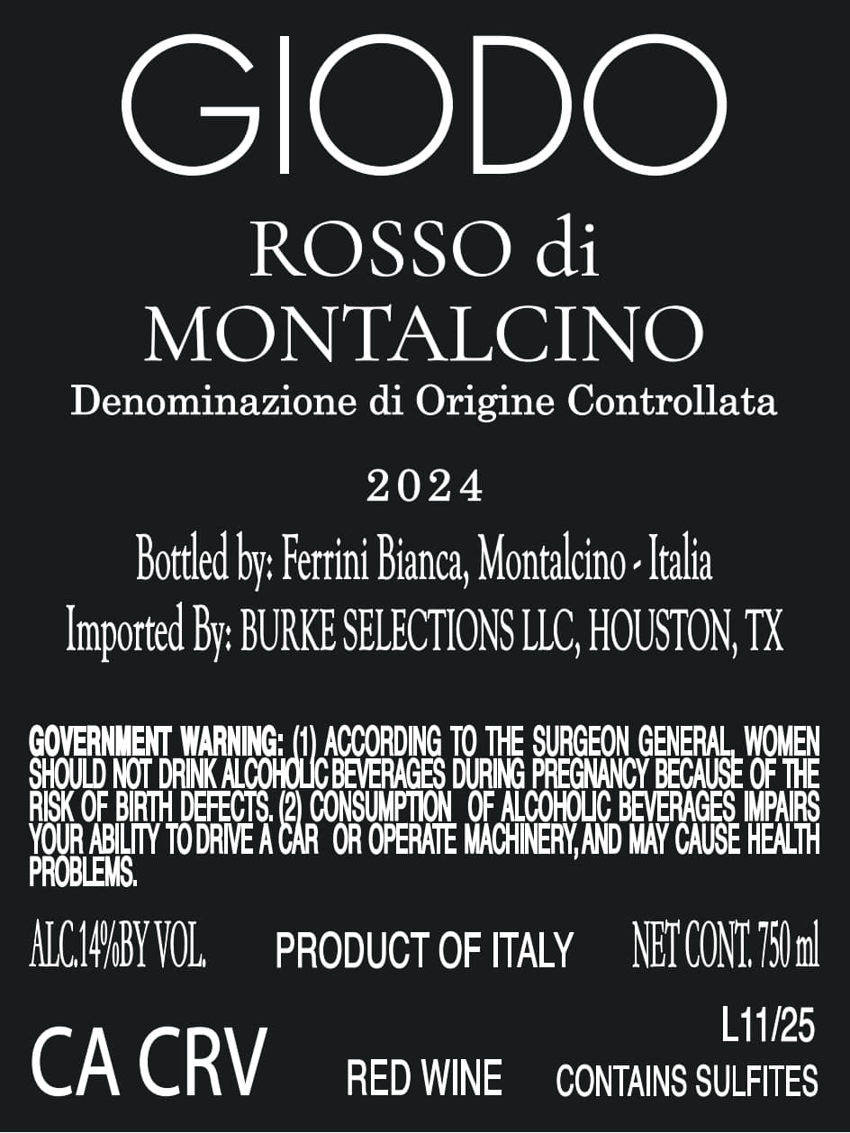 TABC label artwork for GIODO ROSSO DI MONTALCINO