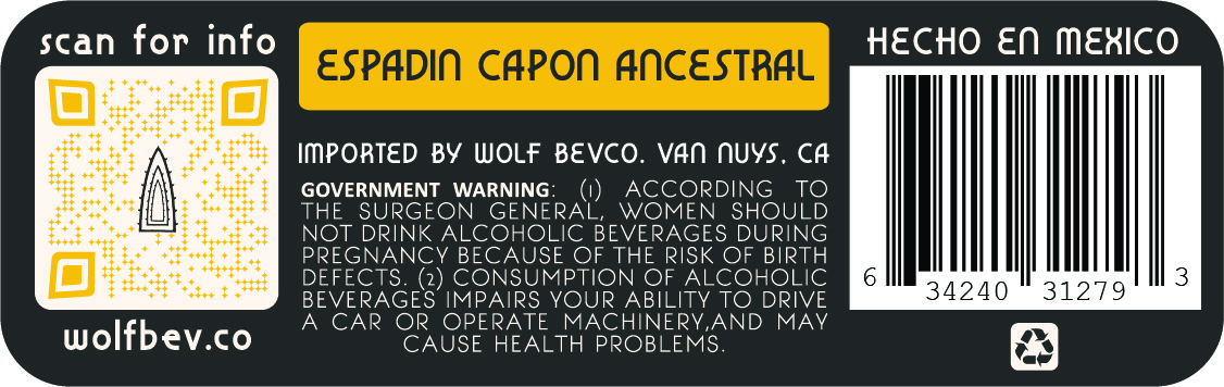 TABC label artwork for LUCERO ESPADIN CAPON ANCESTRAL AGAVE