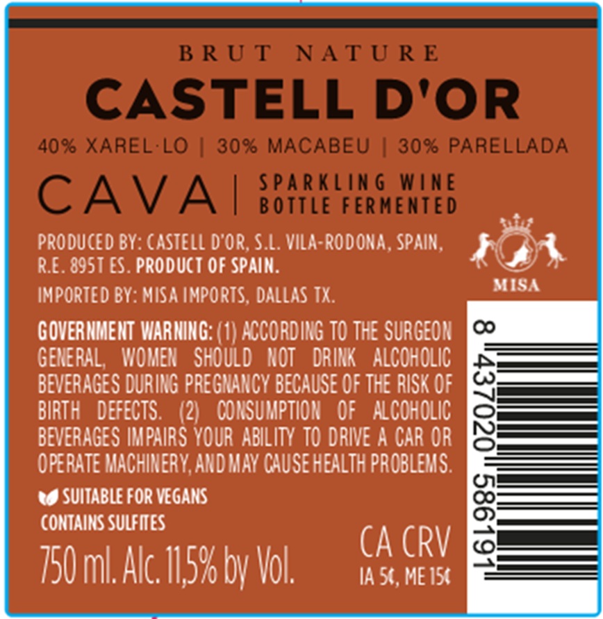 TABC label artwork for CASTELL D'OR BRUT NATURE