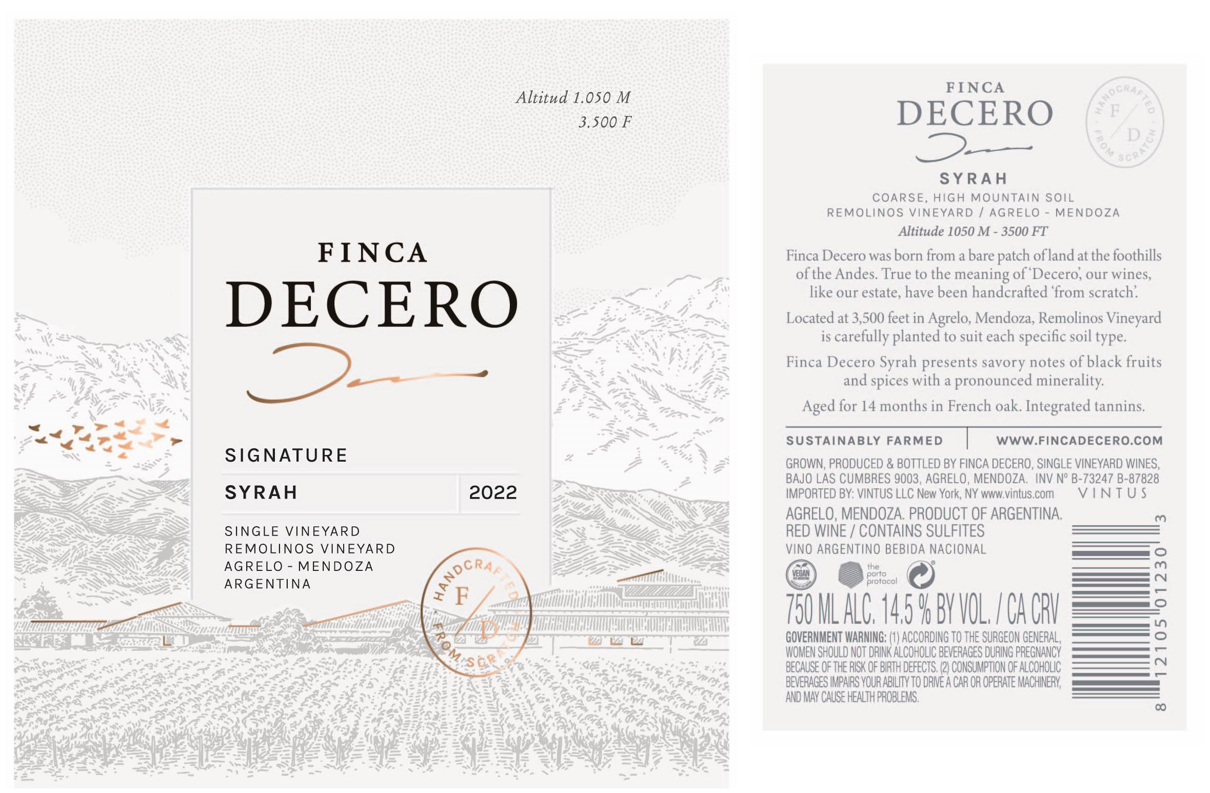 TABC label artwork for Finca Decero