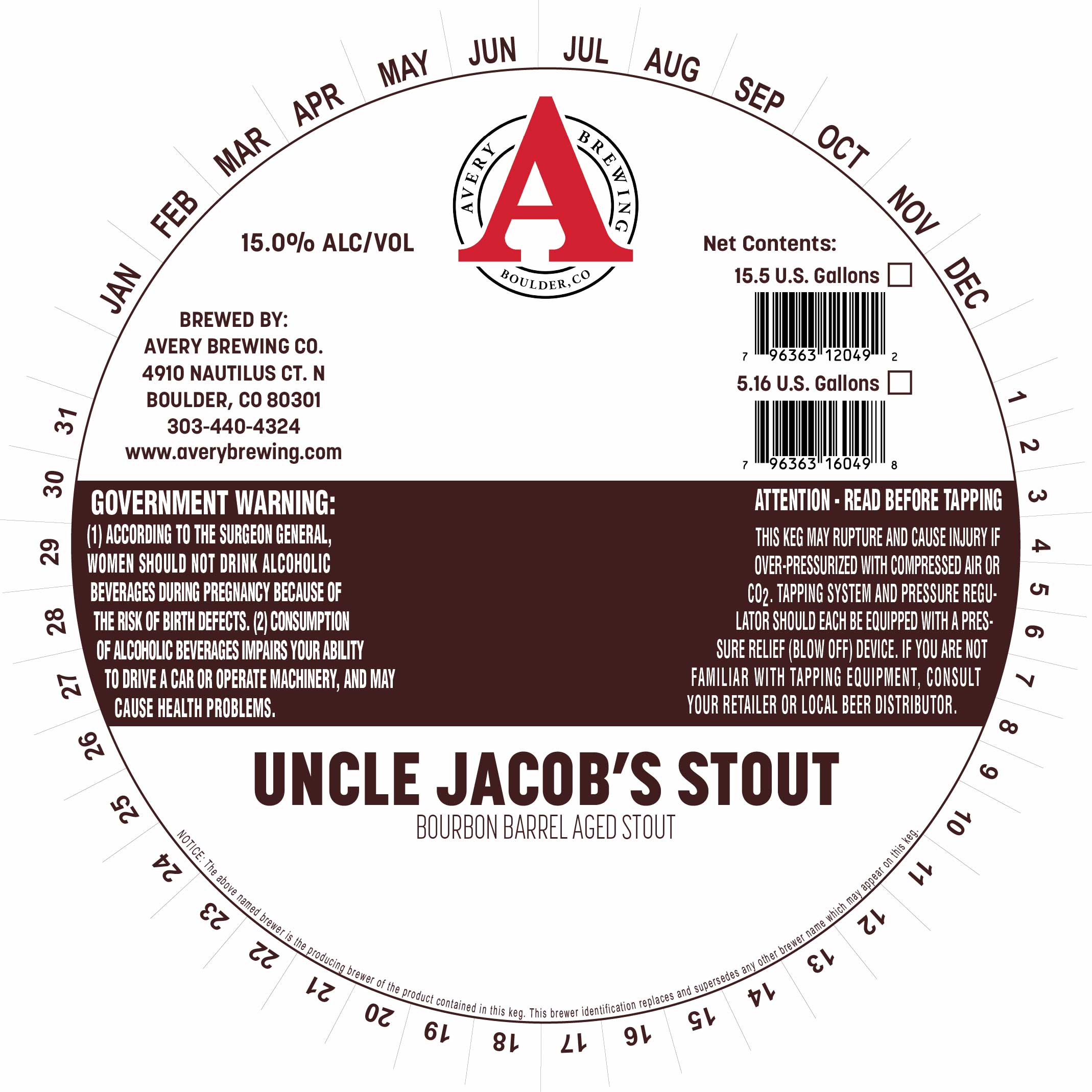 TABC label artwork for Avery Brewing Co. Uncle Jacob's Stout