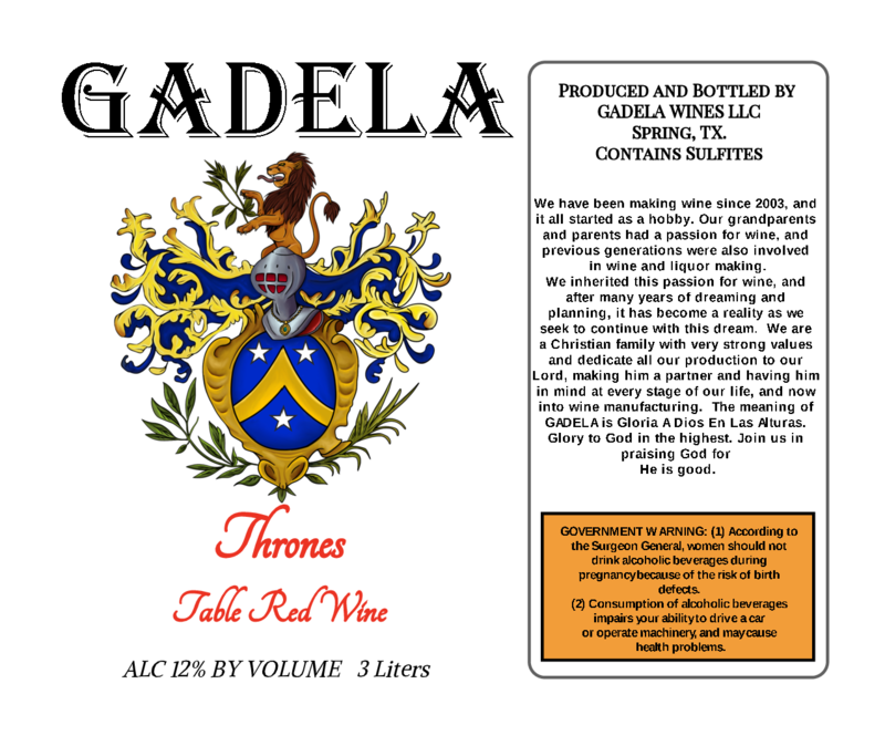 TABC label artwork for GADELA Thrones