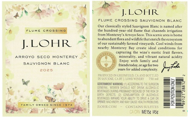 TABC label artwork for J. LOHR SAUVIGNON BLANC CA MONTEREY FLUME CROSSING