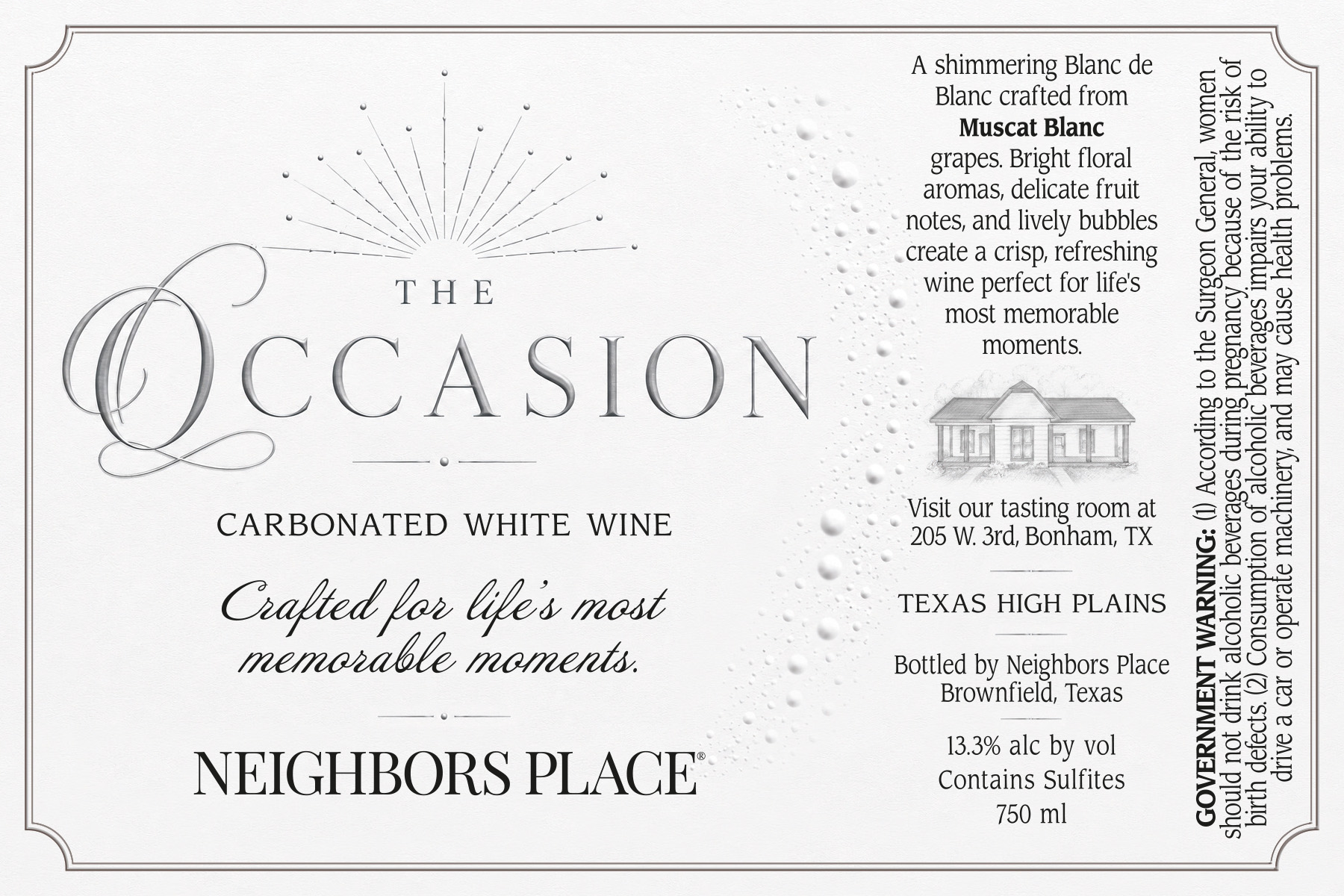 TABC label artwork for Neighbors Place The Occasion
