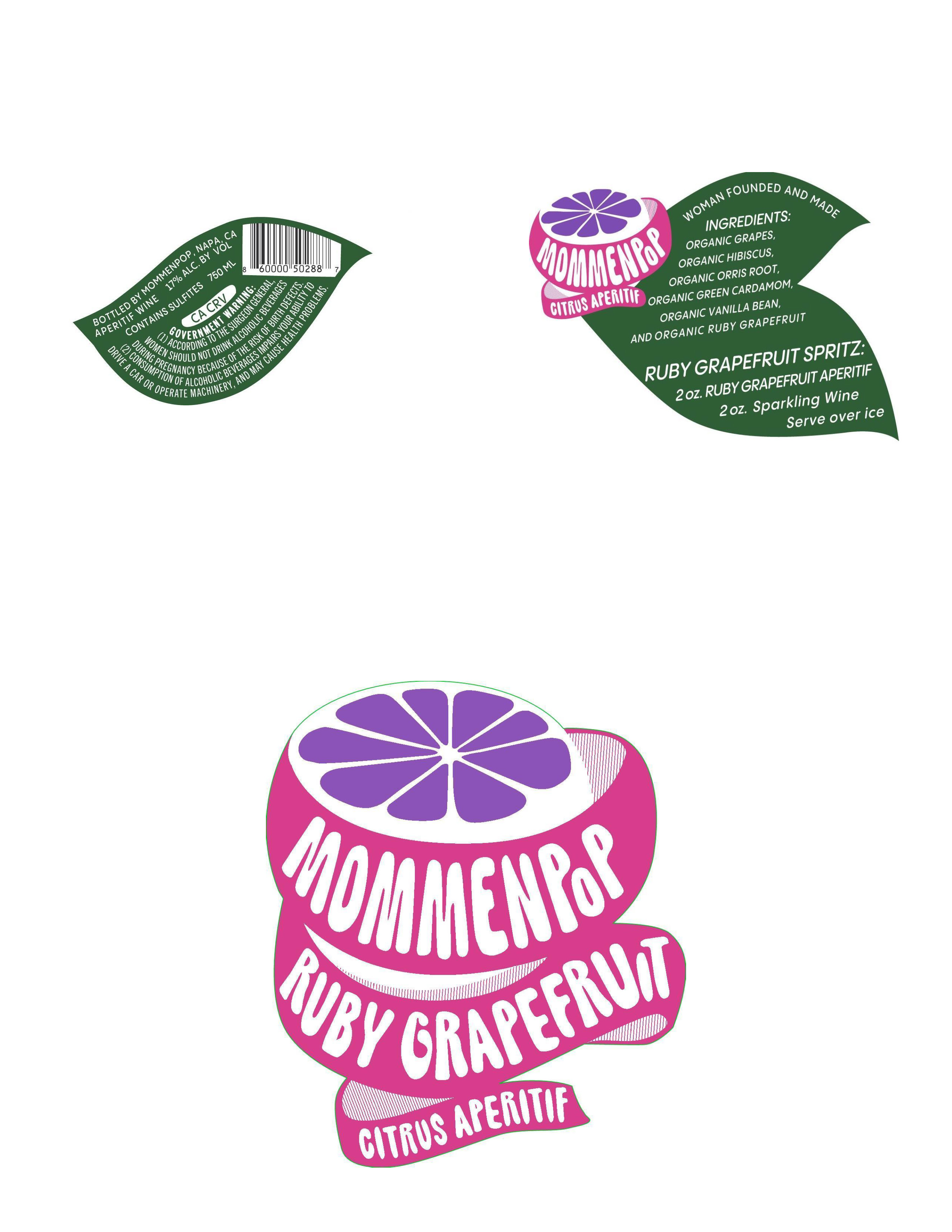 TABC label artwork for Mommenpop Ruby Grapefruit Citrus Aperitif