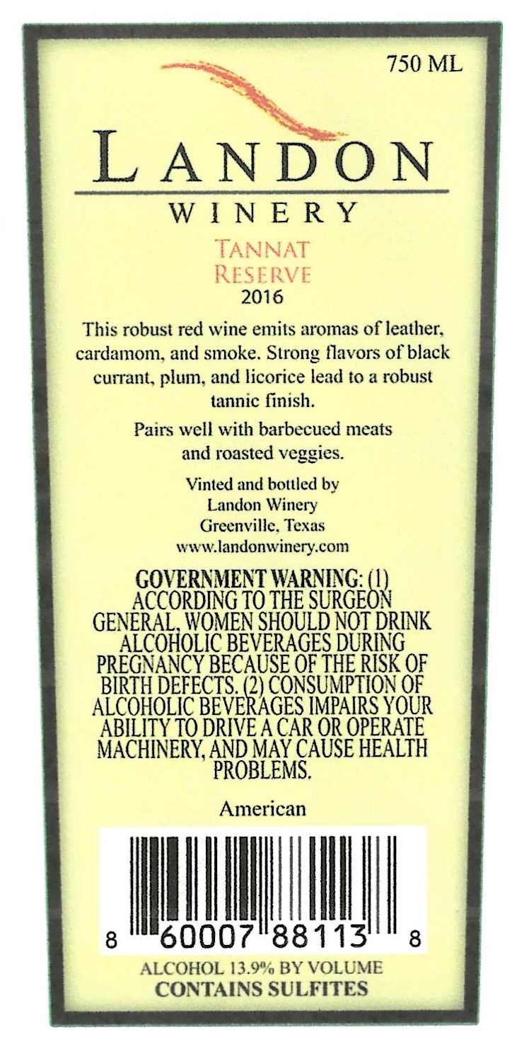 TABC label artwork for Tannat