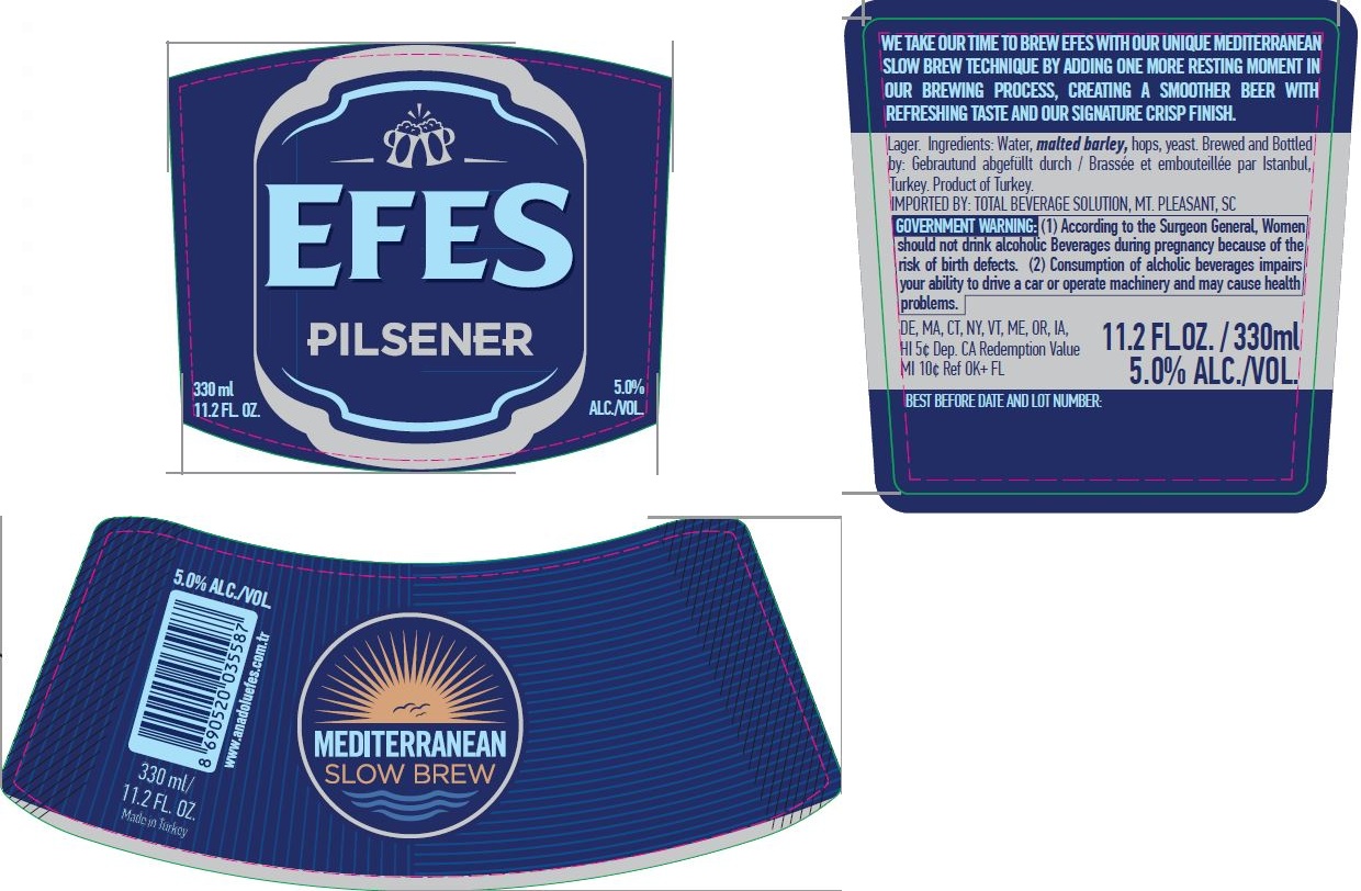 TABC label artwork for Efes Pilsener