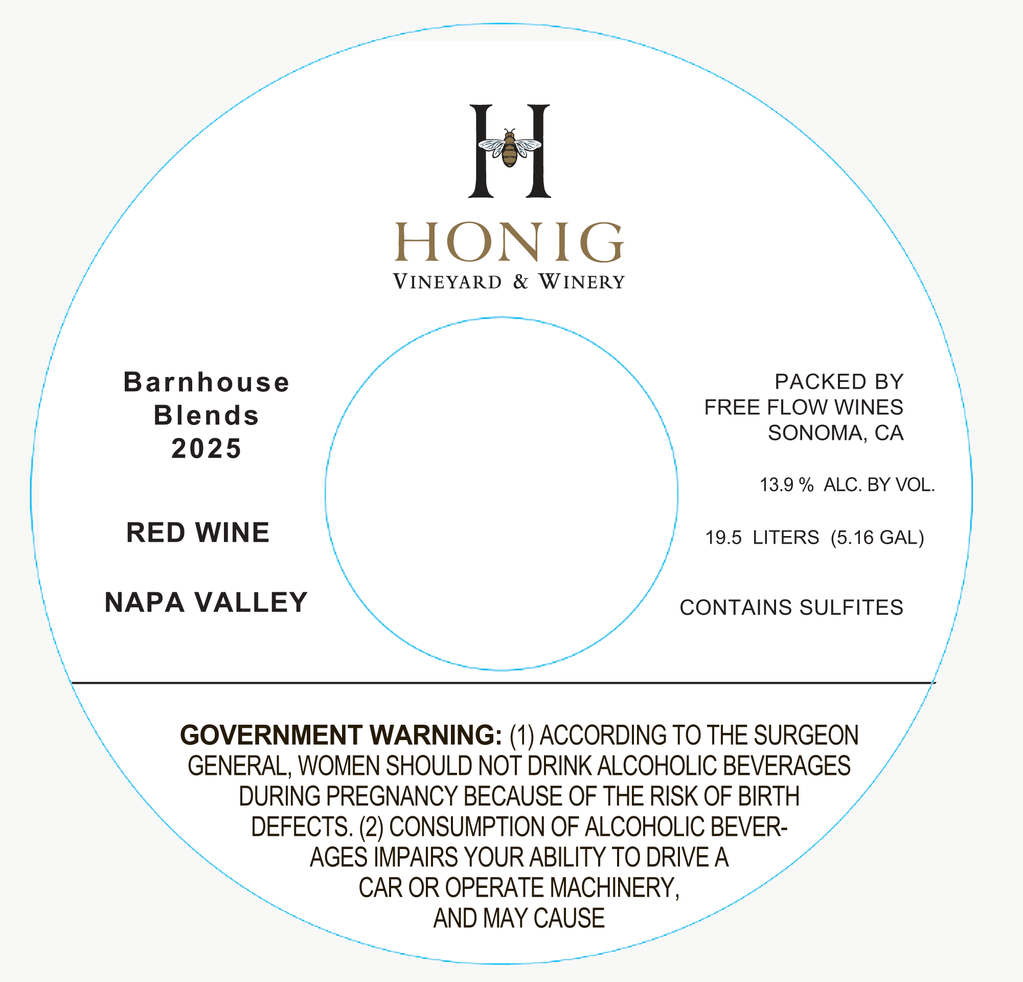TABC label artwork for Honig Barnhouse Blend