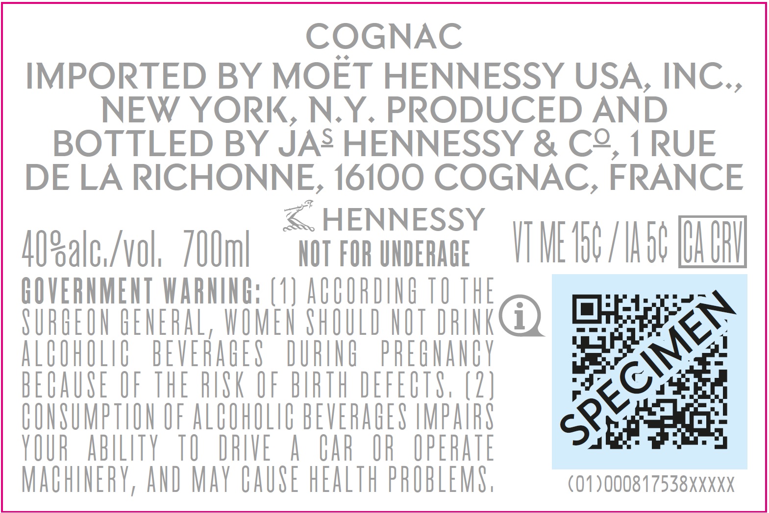 TABC label artwork for JAS HENNESSY & CO. COGNAC-FRANCE