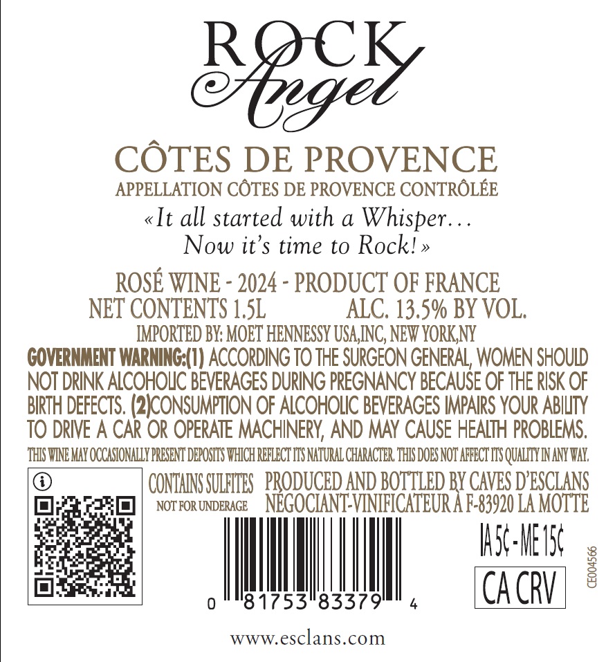 TABC label artwork for ROCK ANGEL COTES DE PROVENCE ROSE